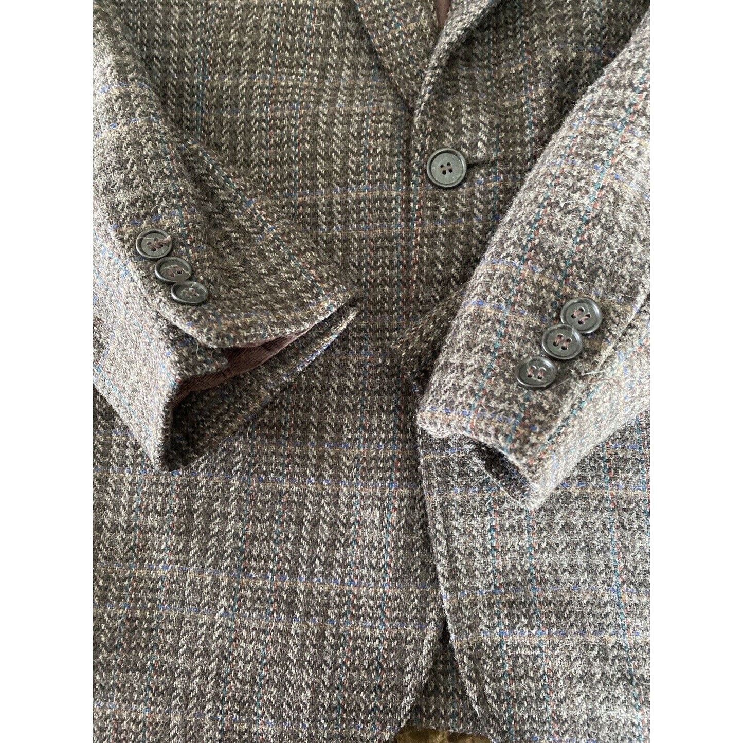 The Men’s Store Men’s 42S Brown Herringbone Polyester Wool Blazer Jacket