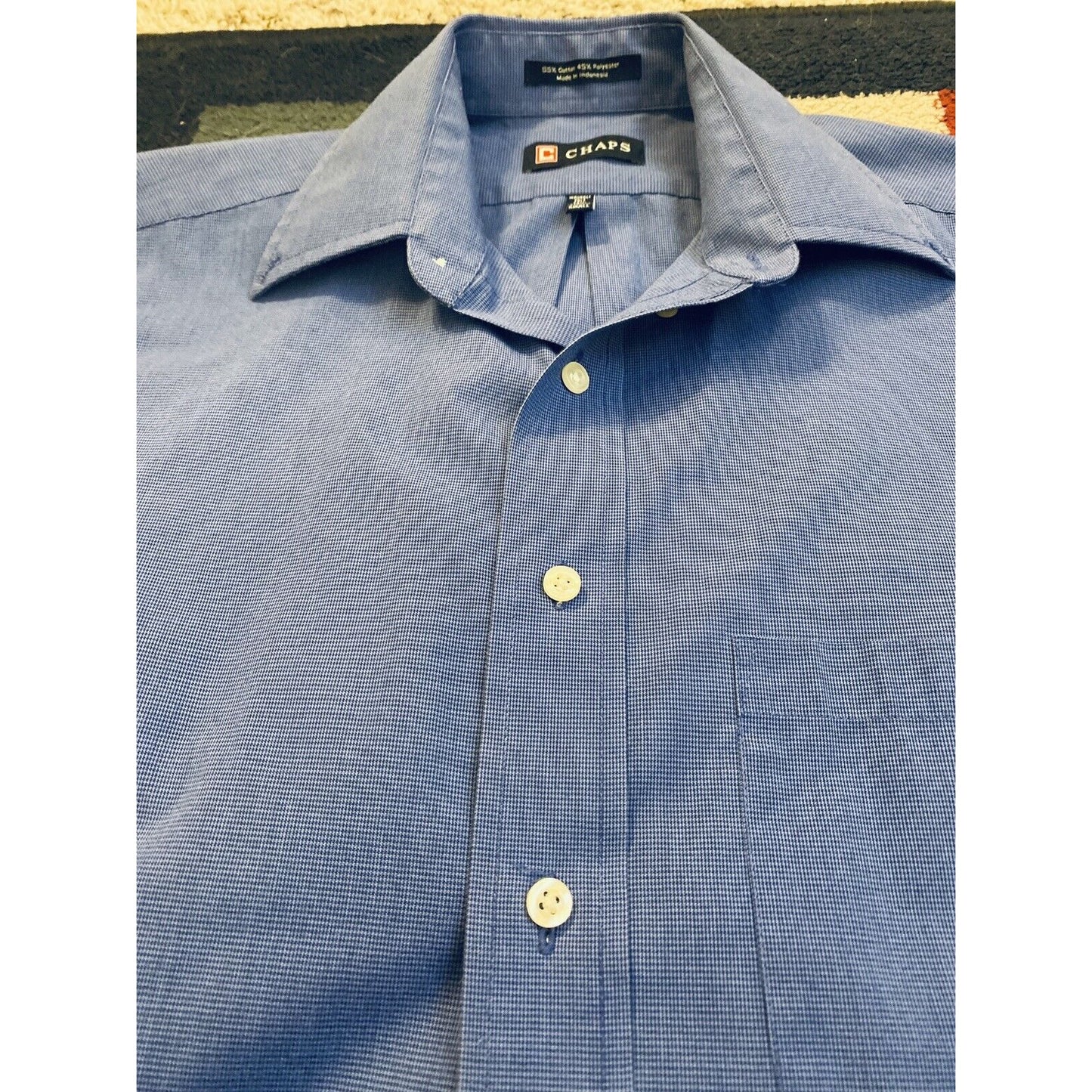 CHAPS Men’s Blue Long Sleeves Button-up Dress Shirt Small 14 1/2 32/33