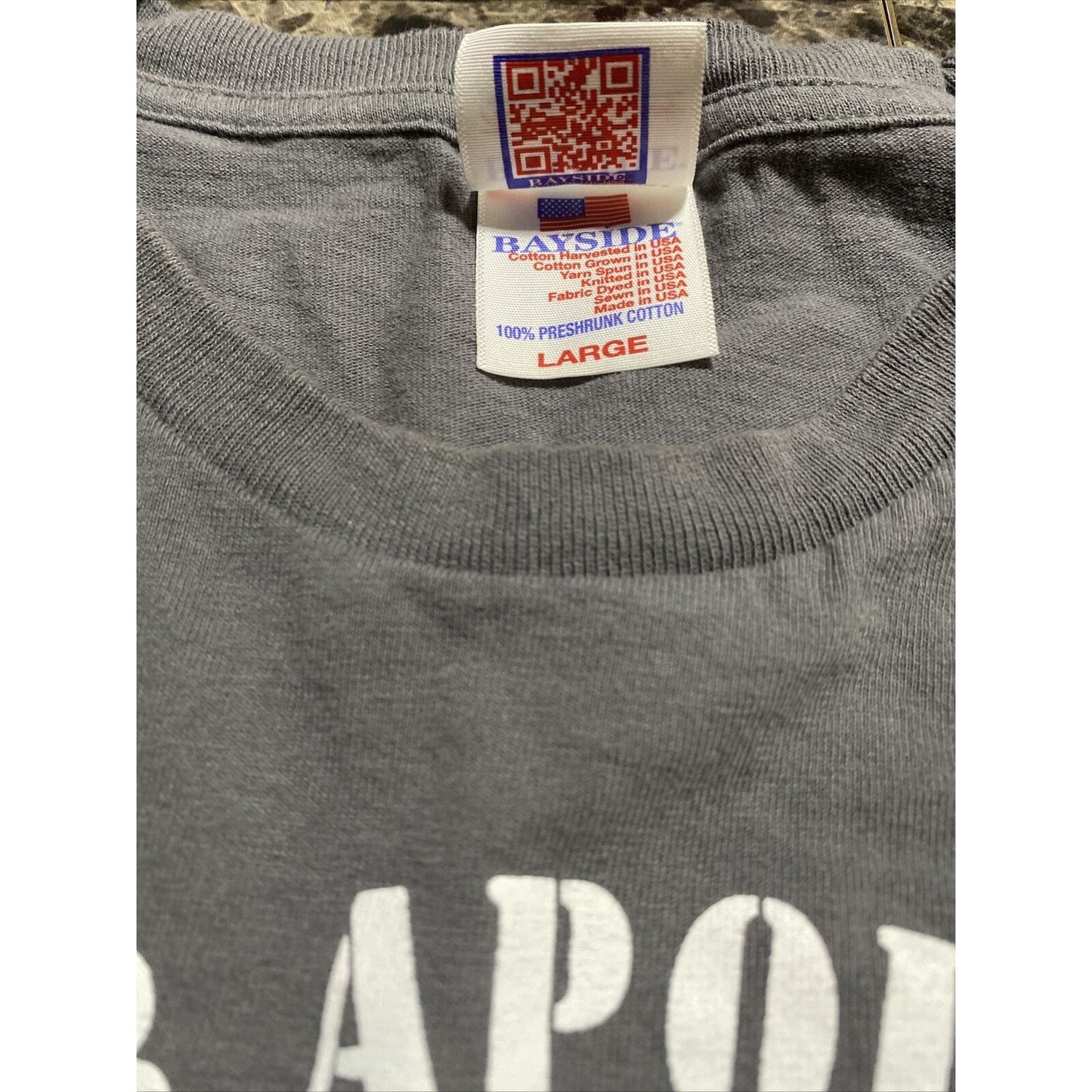 Bayside True American “Never Apologize for Being American” Gray Patriotic Shirt