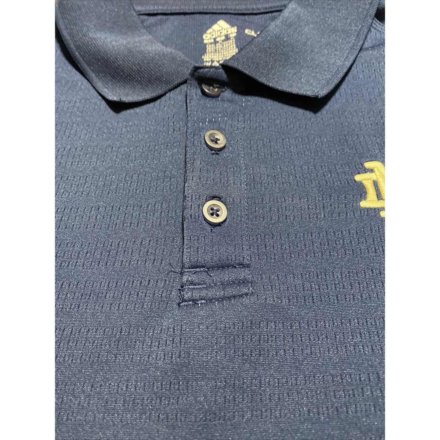 Notre Dame ND Adidas Climalite Men’s Large Navy Blue Golf Polyester Polo Shirt