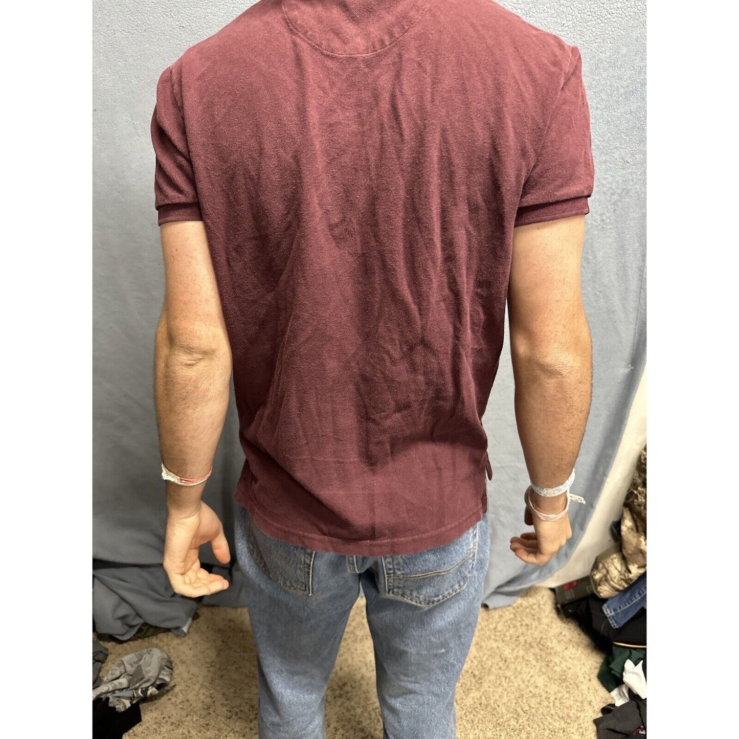 Men’s Plum American Eagle Small Athletic Fit Polo Shirt