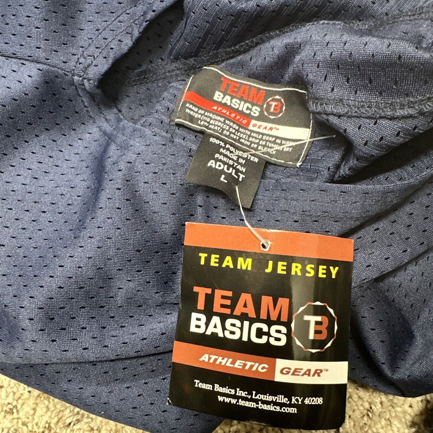 Men’s Large Dark Blue Team Basics Athletic Gear Jersey Mesh