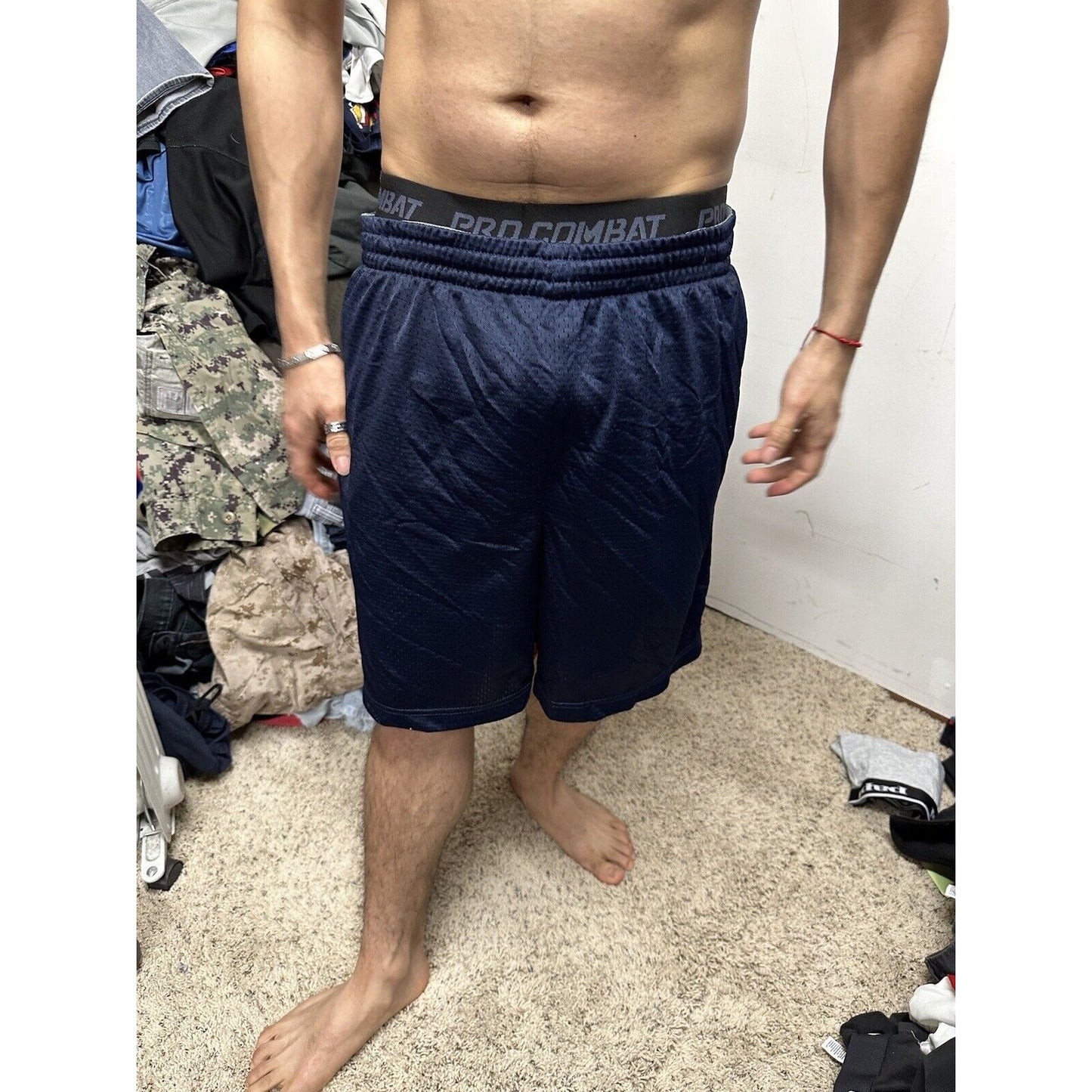 Men’s Dark Blue Starter Large Athletic Shorts With Pockets