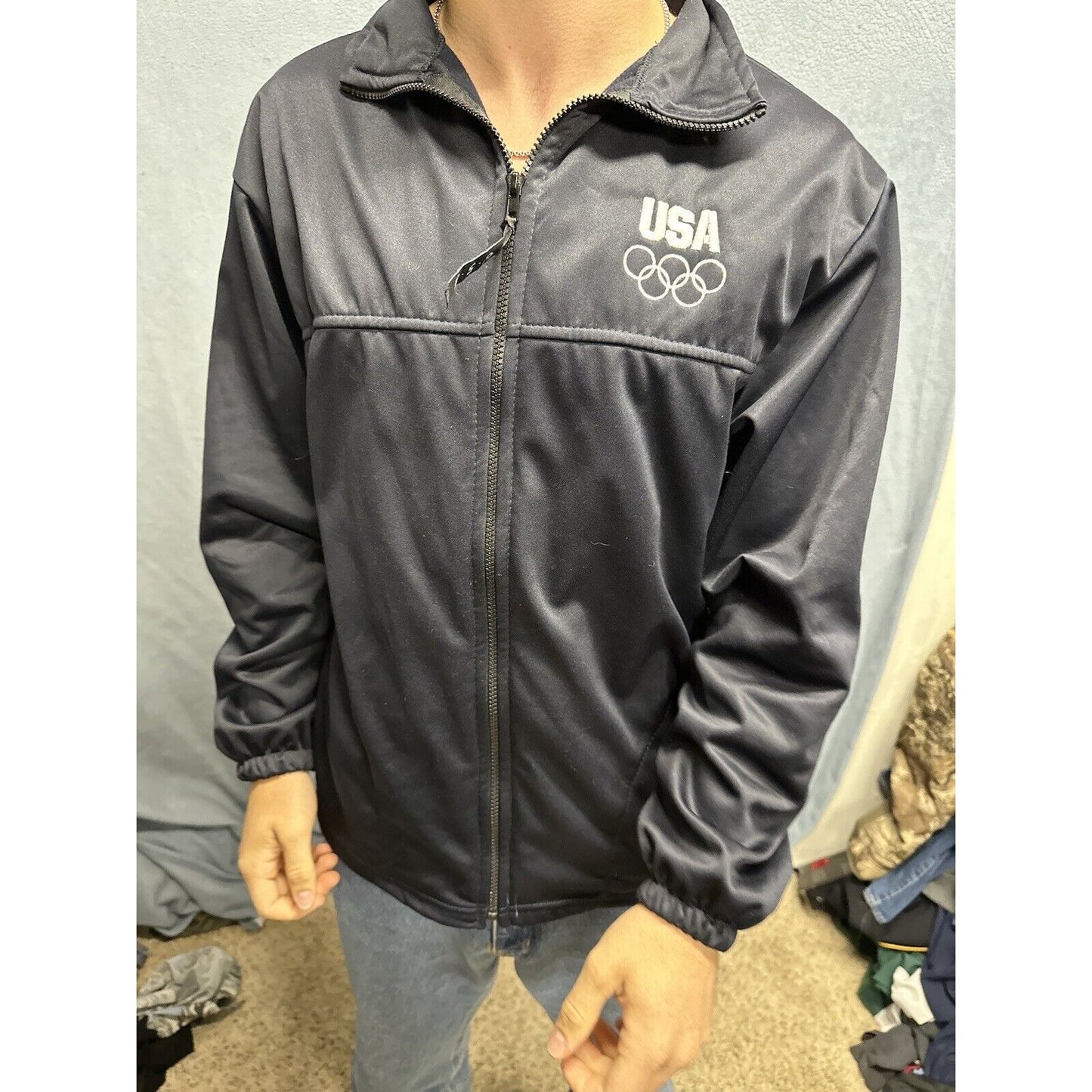 Men’s Dark Blue US Olympic Committee Fill Zip Large Jacket Polyester