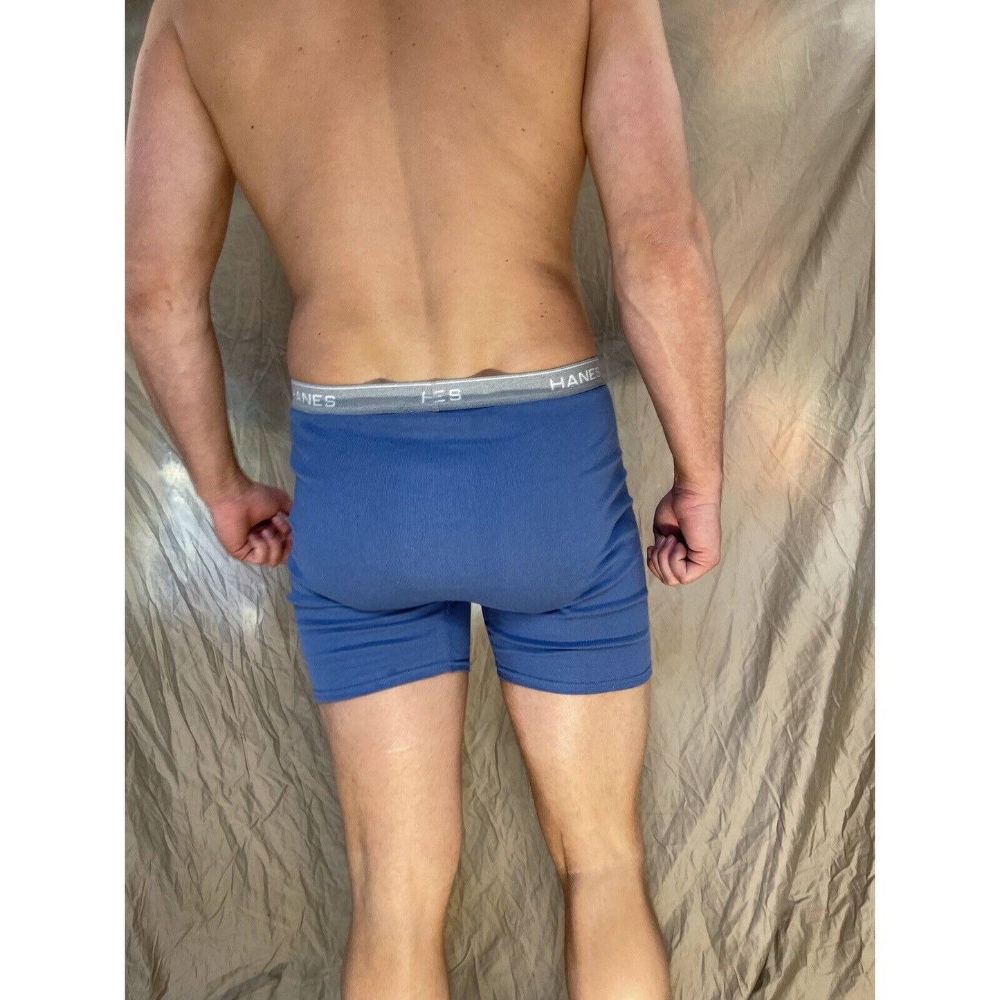 men's hanes Steel Blue boxer brief comfort flex large