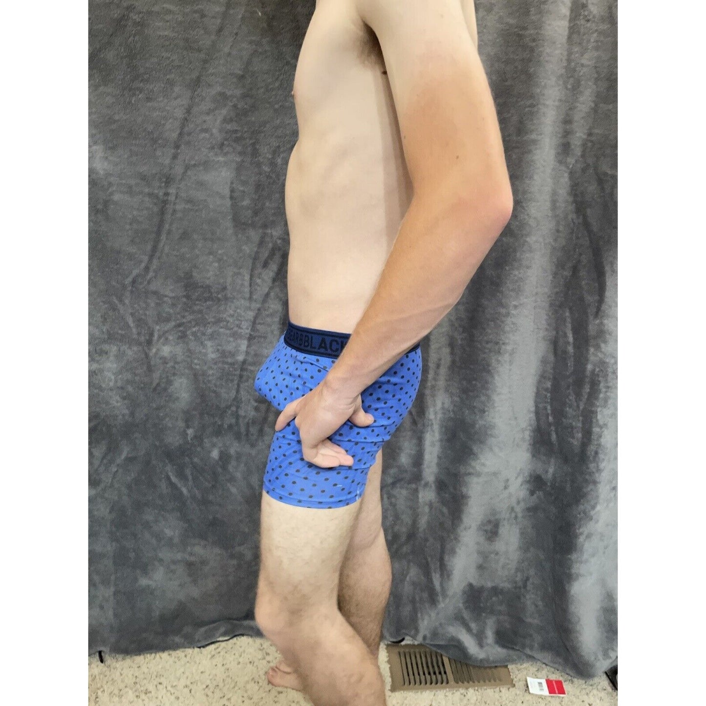 men's medium athletic trunk style black bear boxer brief Blue Polka Dots