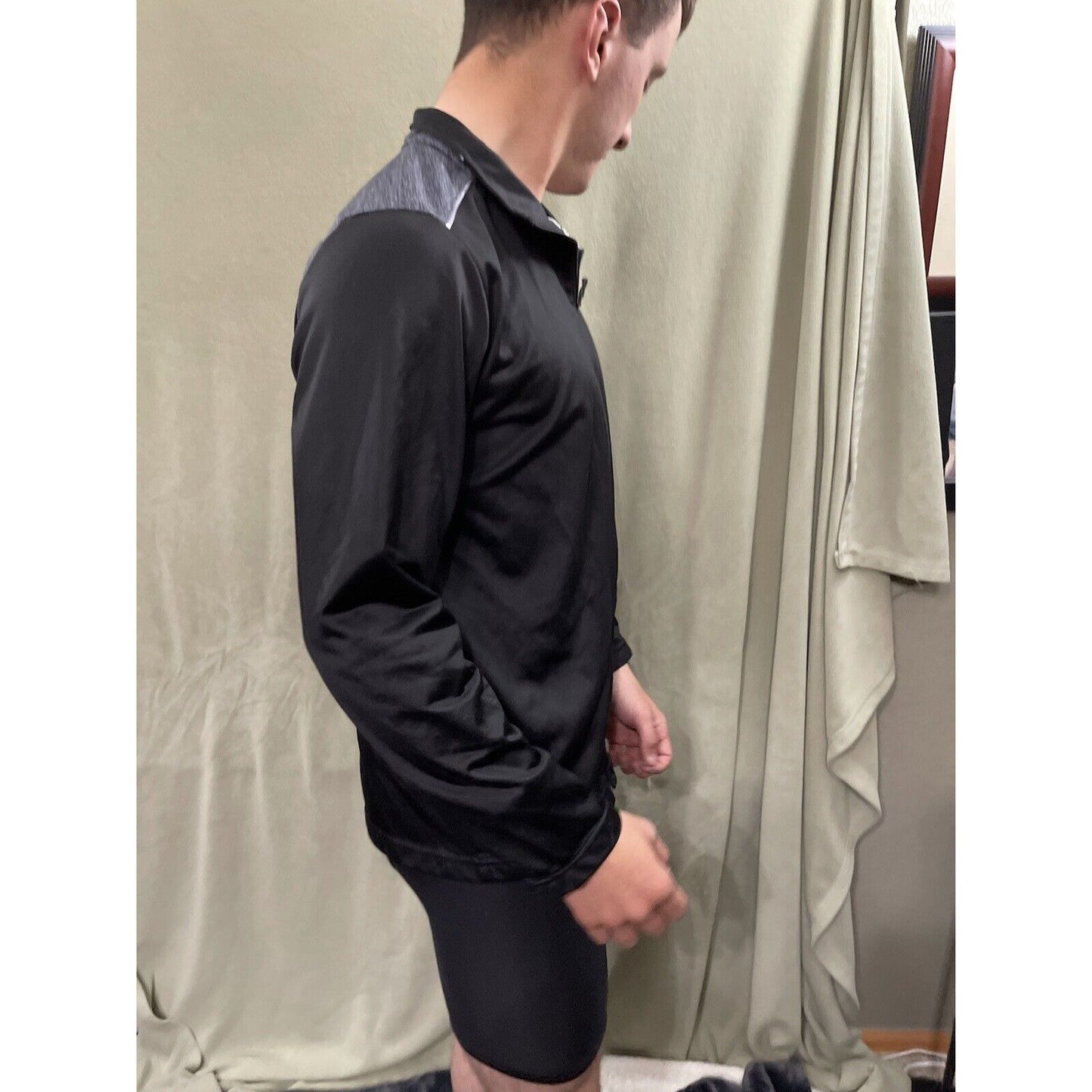 And1 Men's Black And Gray Full Zip Jacket Warm Up Sweats Medium Long Sleeve