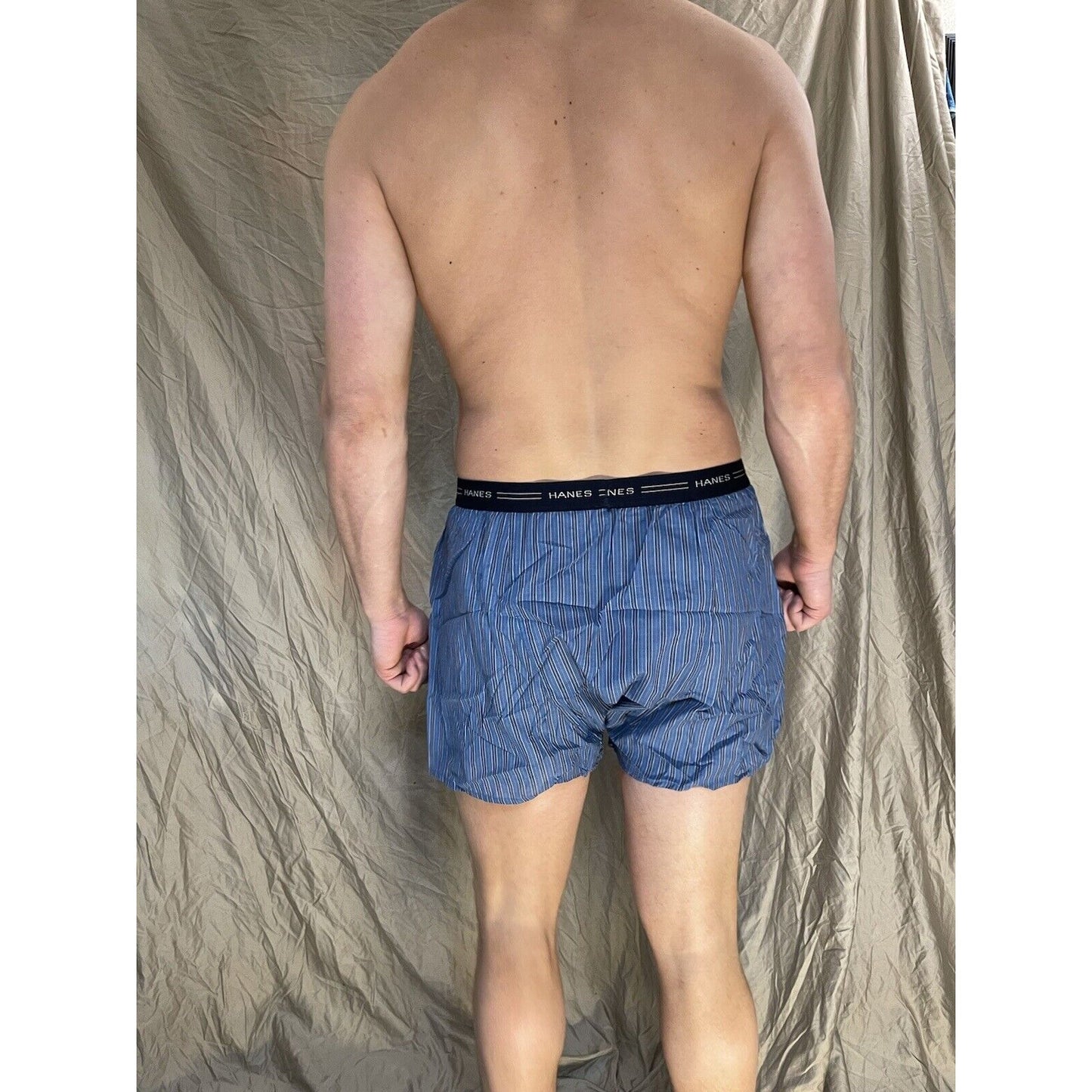 men's large hanes confort flex blue Striped boxer shorts