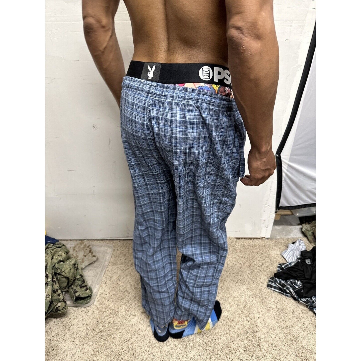 Men’s Blue Plaid Hathaway Sport Small Lounge Pants Pajamas