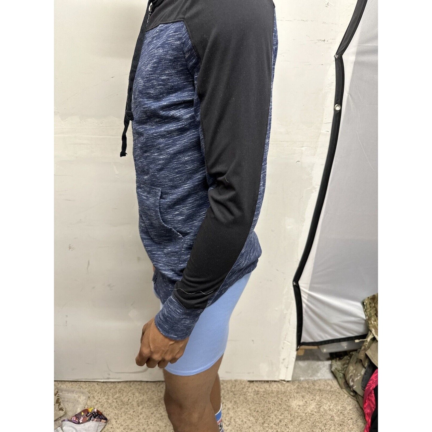 Men’s Blue And Black Boyfriend Hoodie Large Full Zip