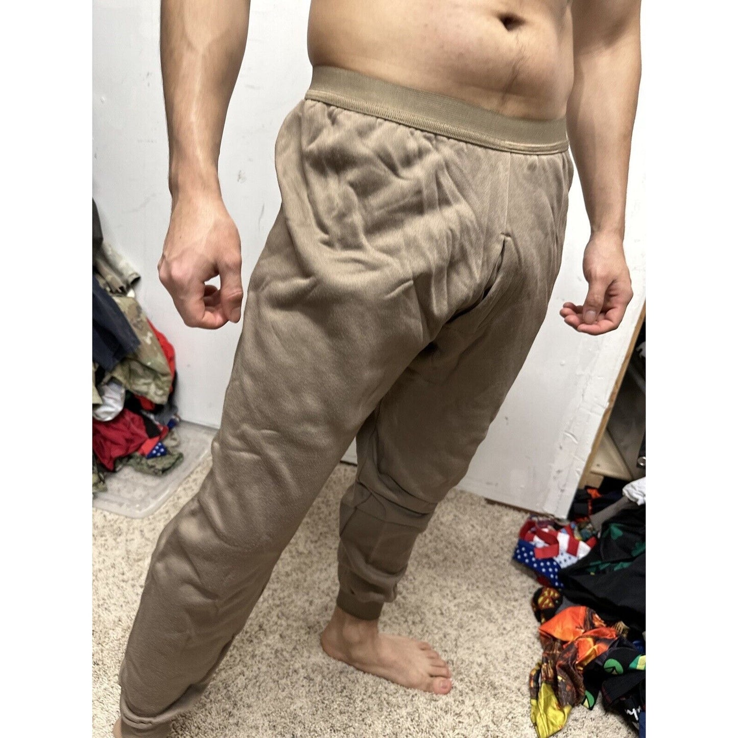 Men’s Cold Weather Brown Drawers Large Thermal Army Air Force Pants