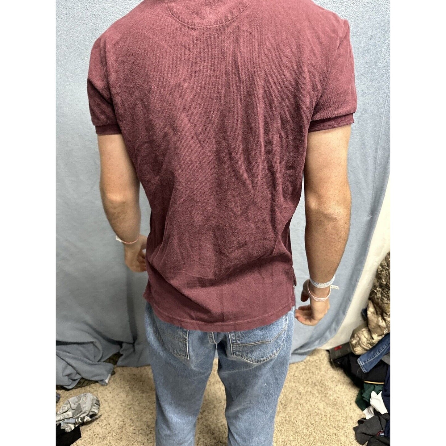 Men’s Plum American Eagle Small Athletic Fit Polo Shirt