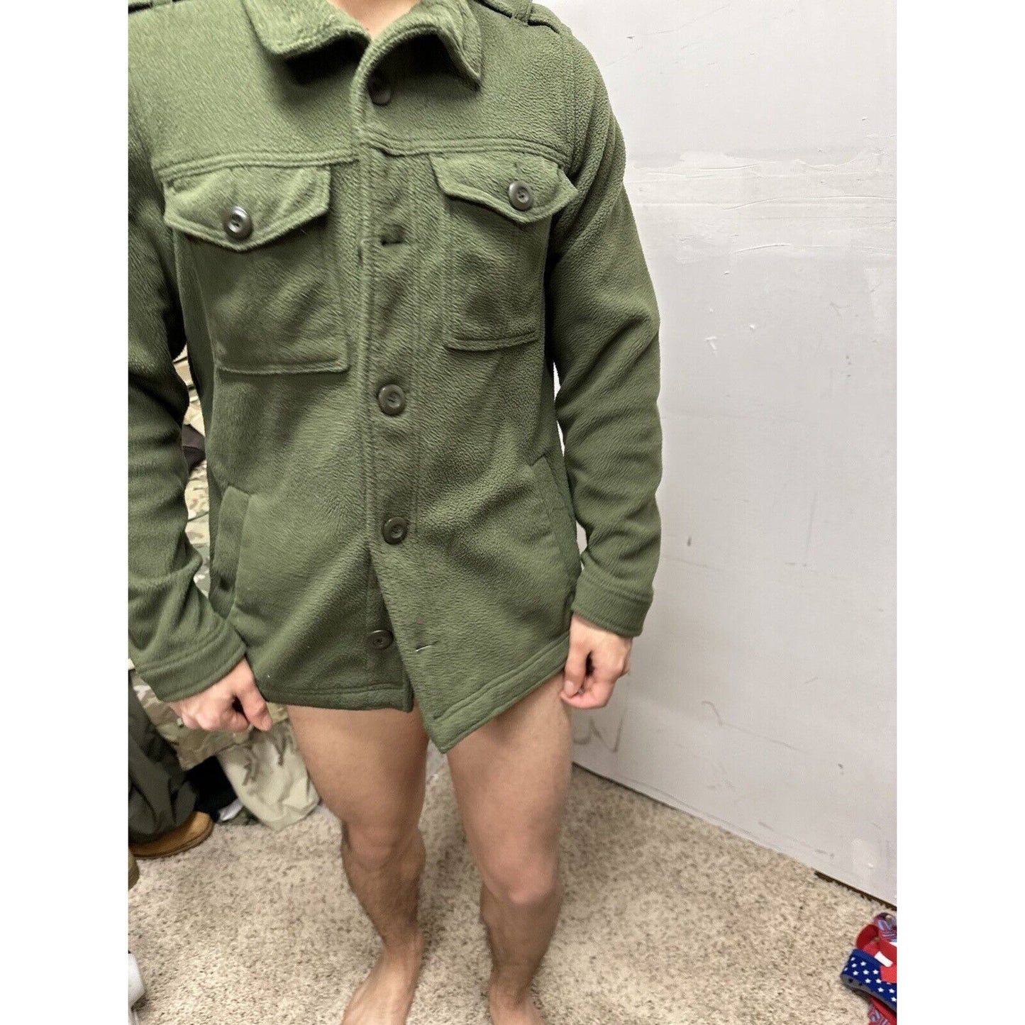 Men’s Old Navy Small Poly Olive Green Front Button Jacket