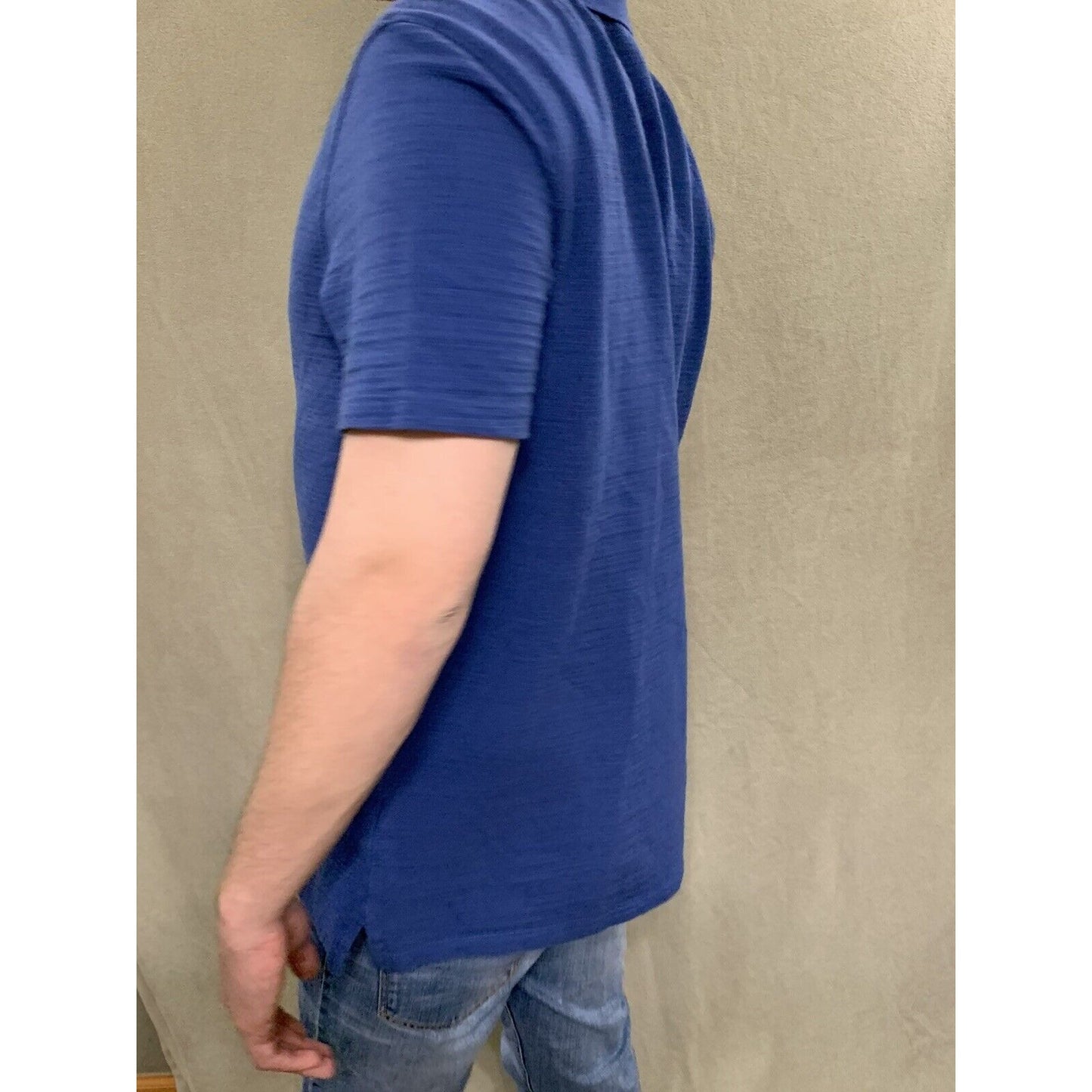Calvin Klein Men Polo Shirt Blue Size Medium Knit Stretch