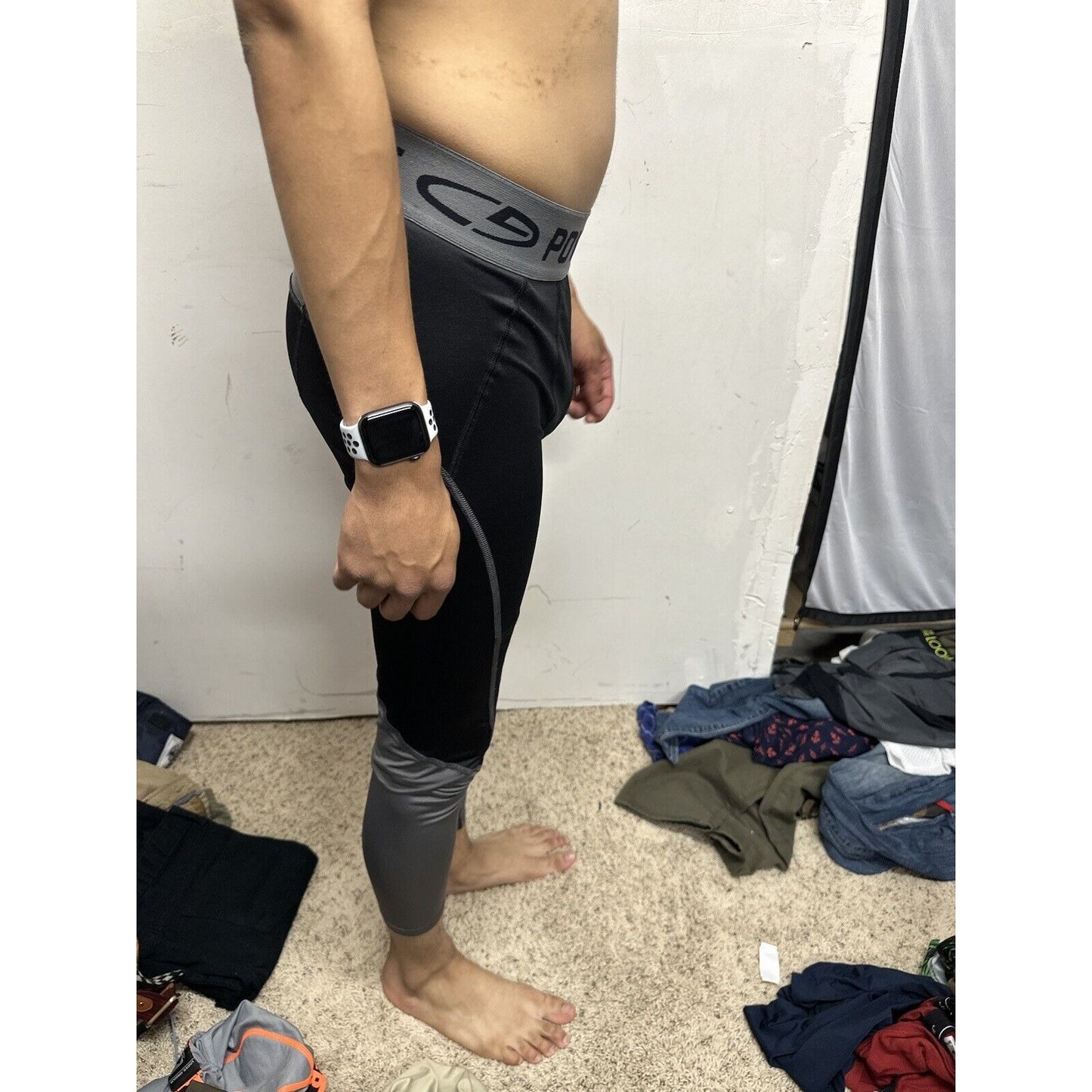 Men’s Champion Duo Dry Medium Black Gray Base Layer Leggings