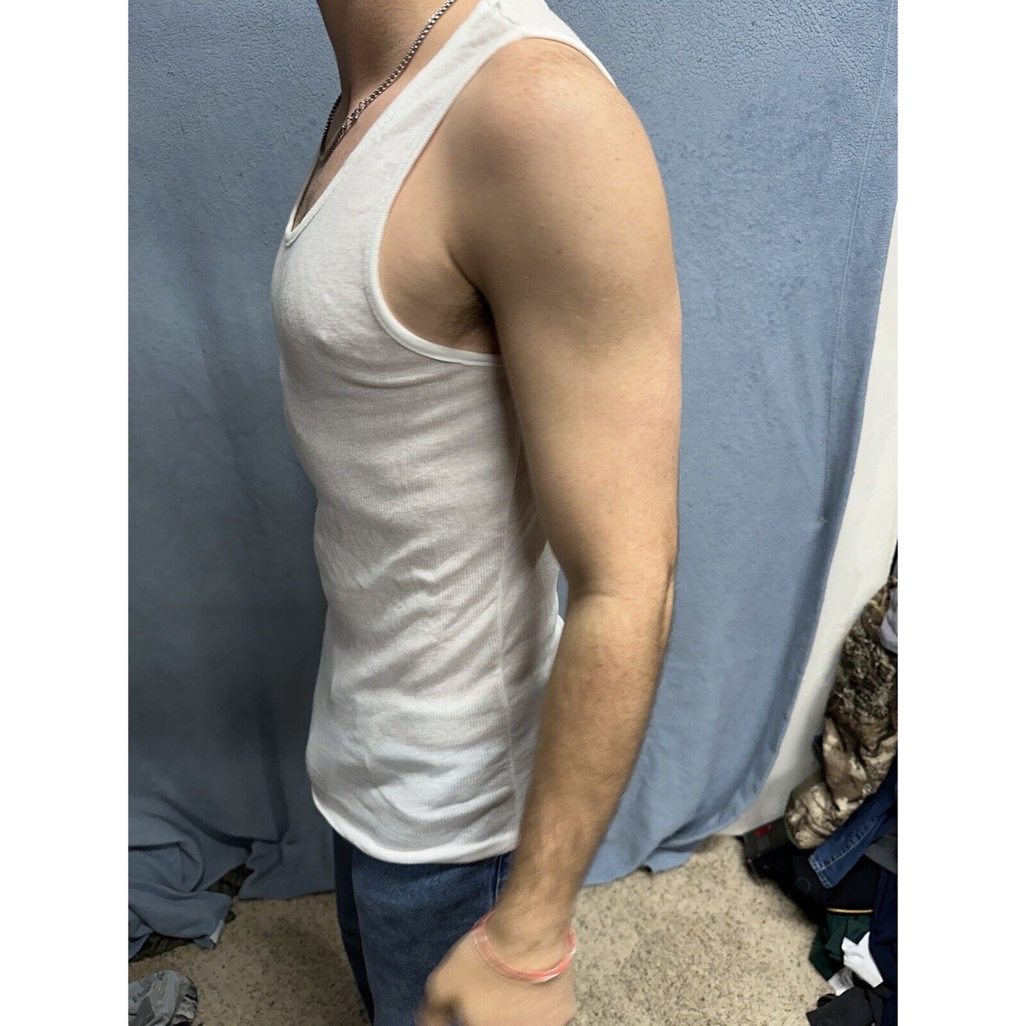 Men’s Perry Ellis Portfolio Large Tank Top Muscle Shirt White
