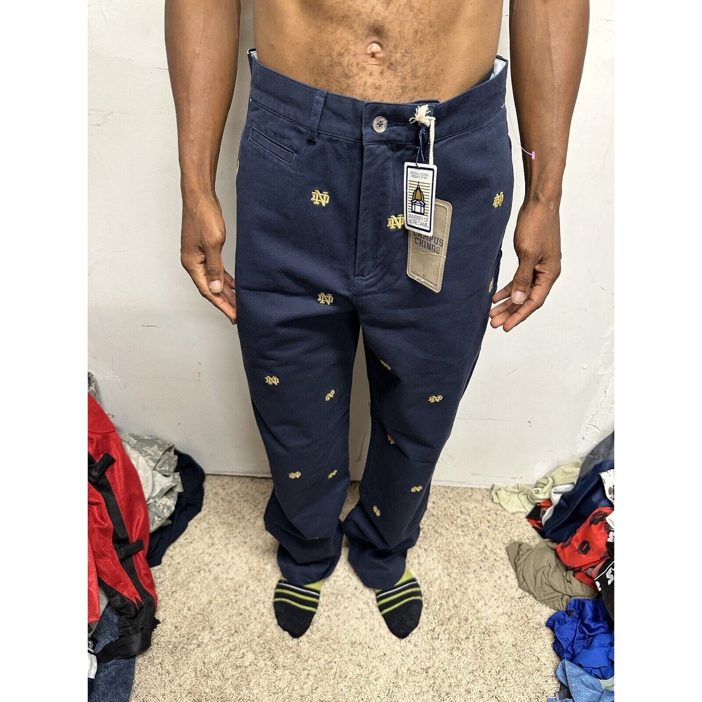 Men’s Notre Dame Size 32 Campus Chinos Pants Navy Blue
