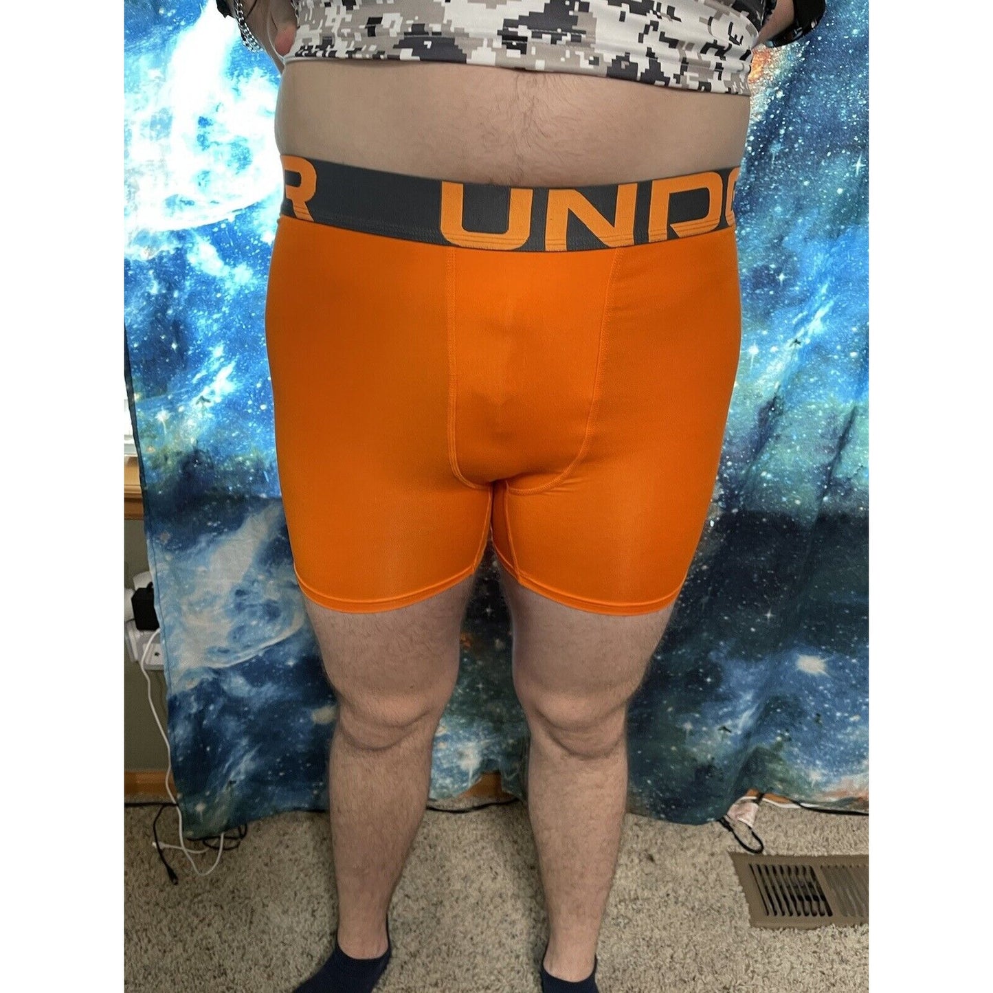 Orange Under Armour Youth Fitted YXL Compression Shorts