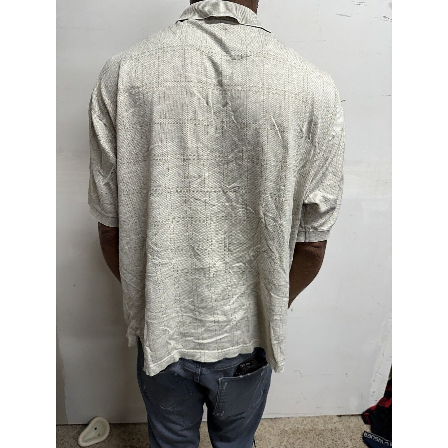 Men’s Beige Geoffrey Beene Large Polo Shirt Double mercerized