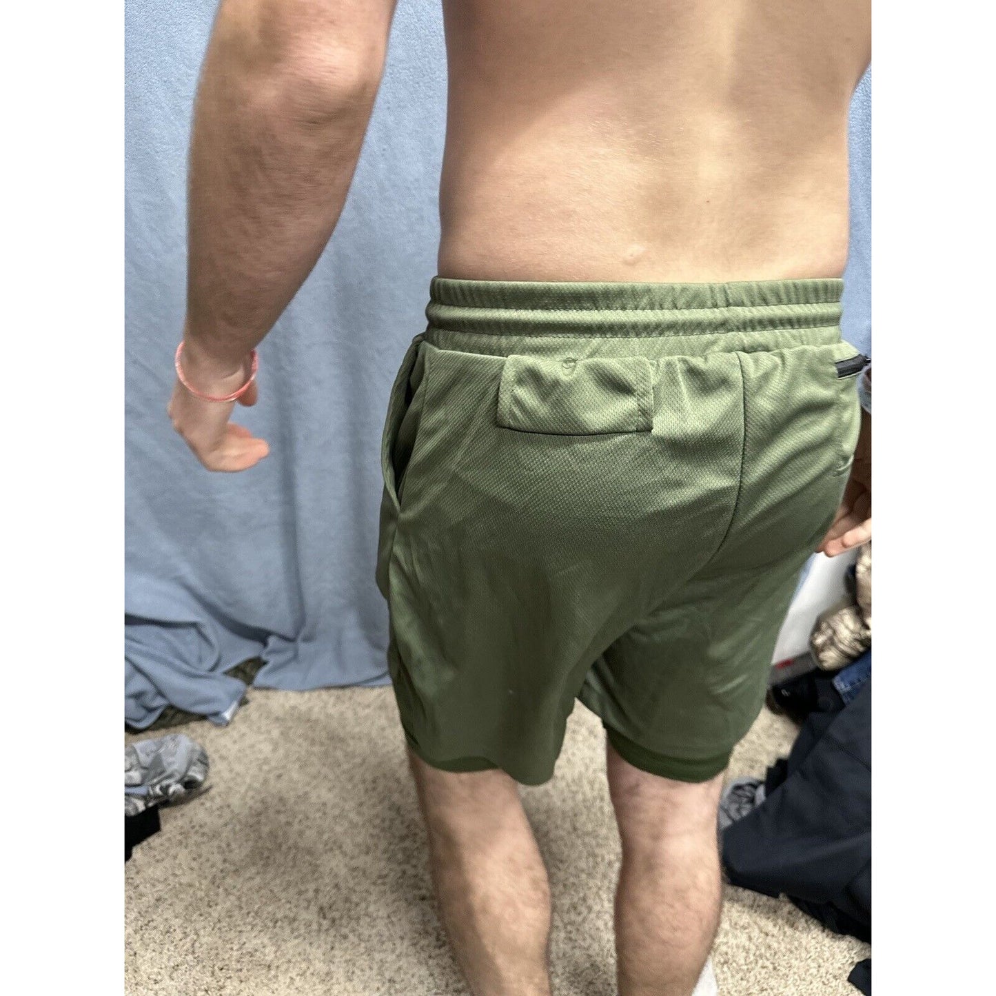 Men’s Olive Green Athletic Shorts Size Small With Built In Compression Liner