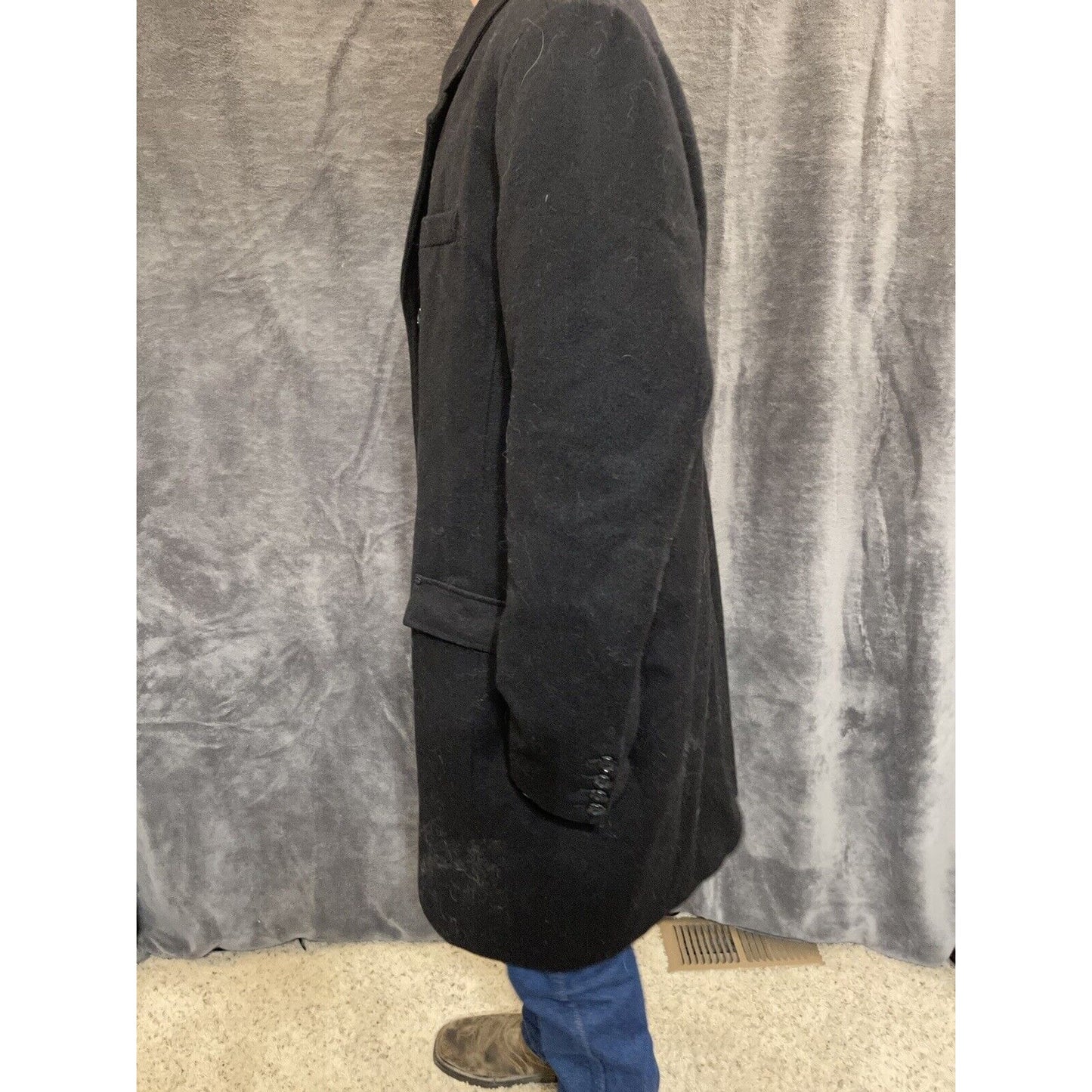 men's large guess jacket overcoat wool poly blend Black
