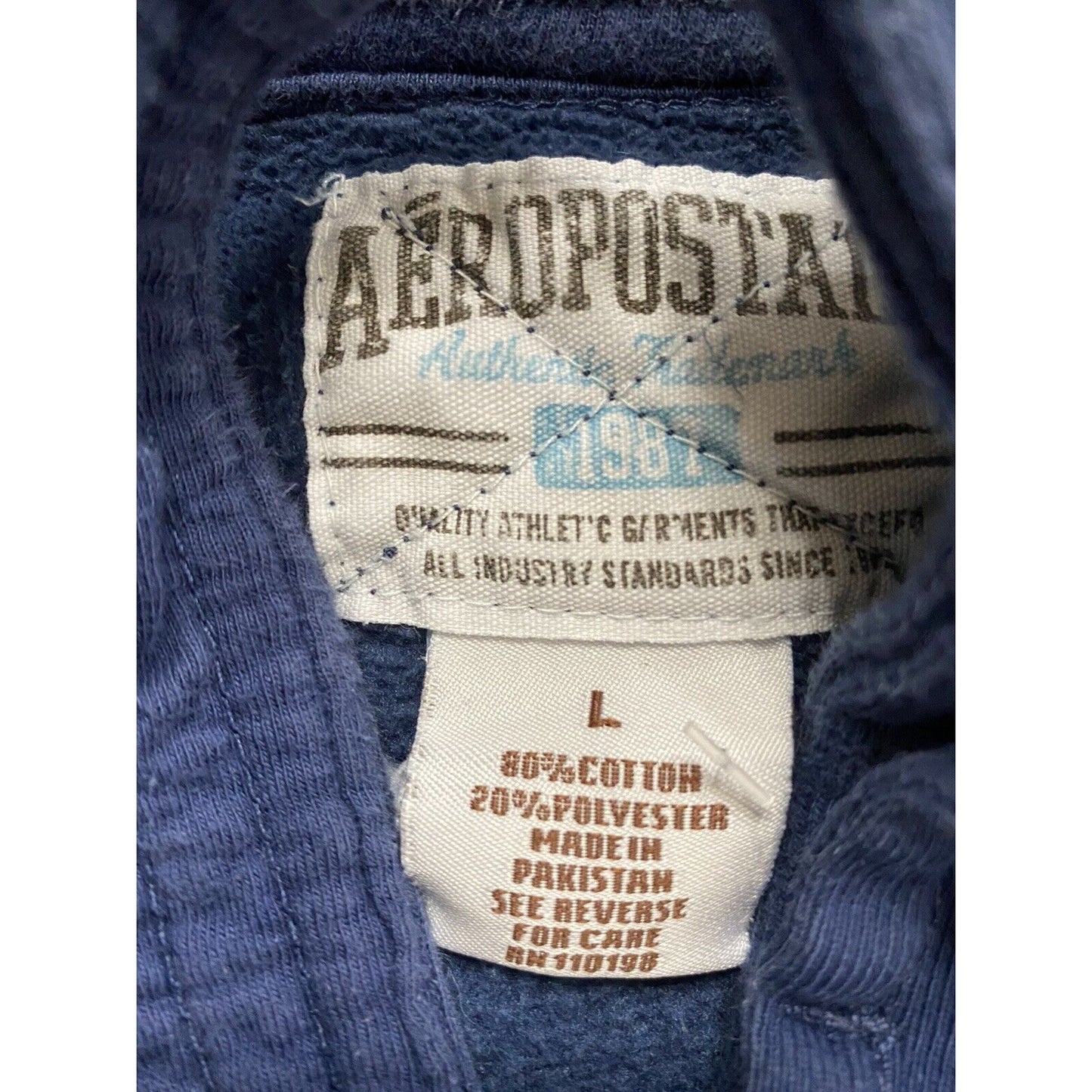 Aeropostale Authentic Trademark Men’s Large Navy Blue 1/4 Button Pullover Sweate