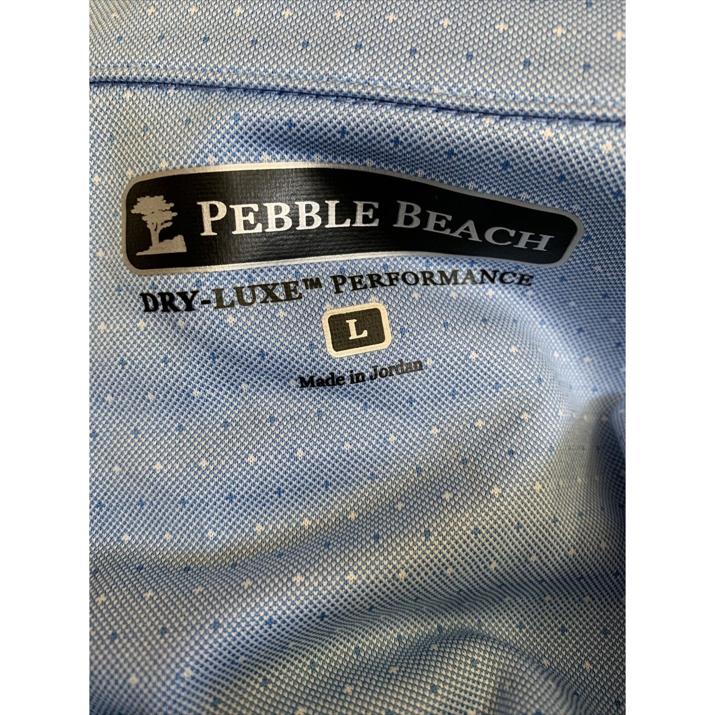 Pebble Beach Dry-Luxe Performance Collar Shirt Size Large Light Blue