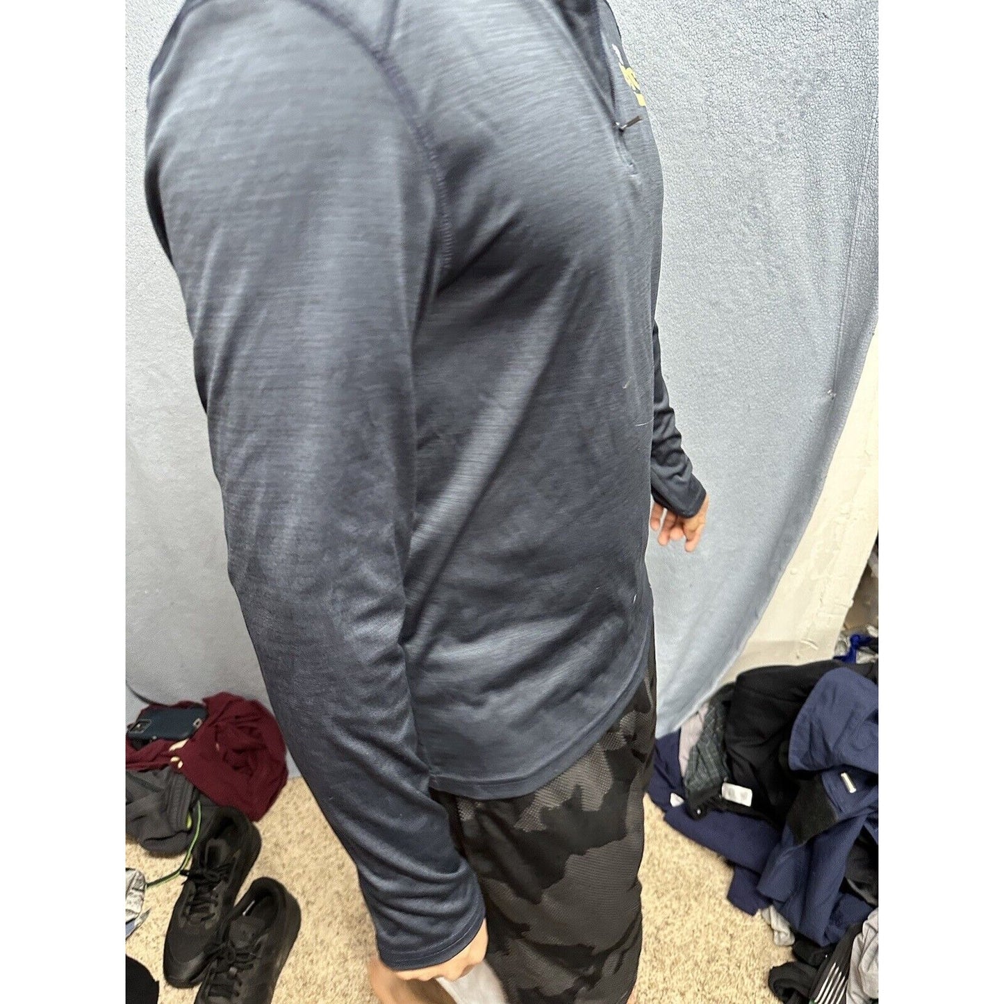 Men’s Gray Navy Blue CSCS Wrestling BSN Sports Medium Pullover 1/4 Zip