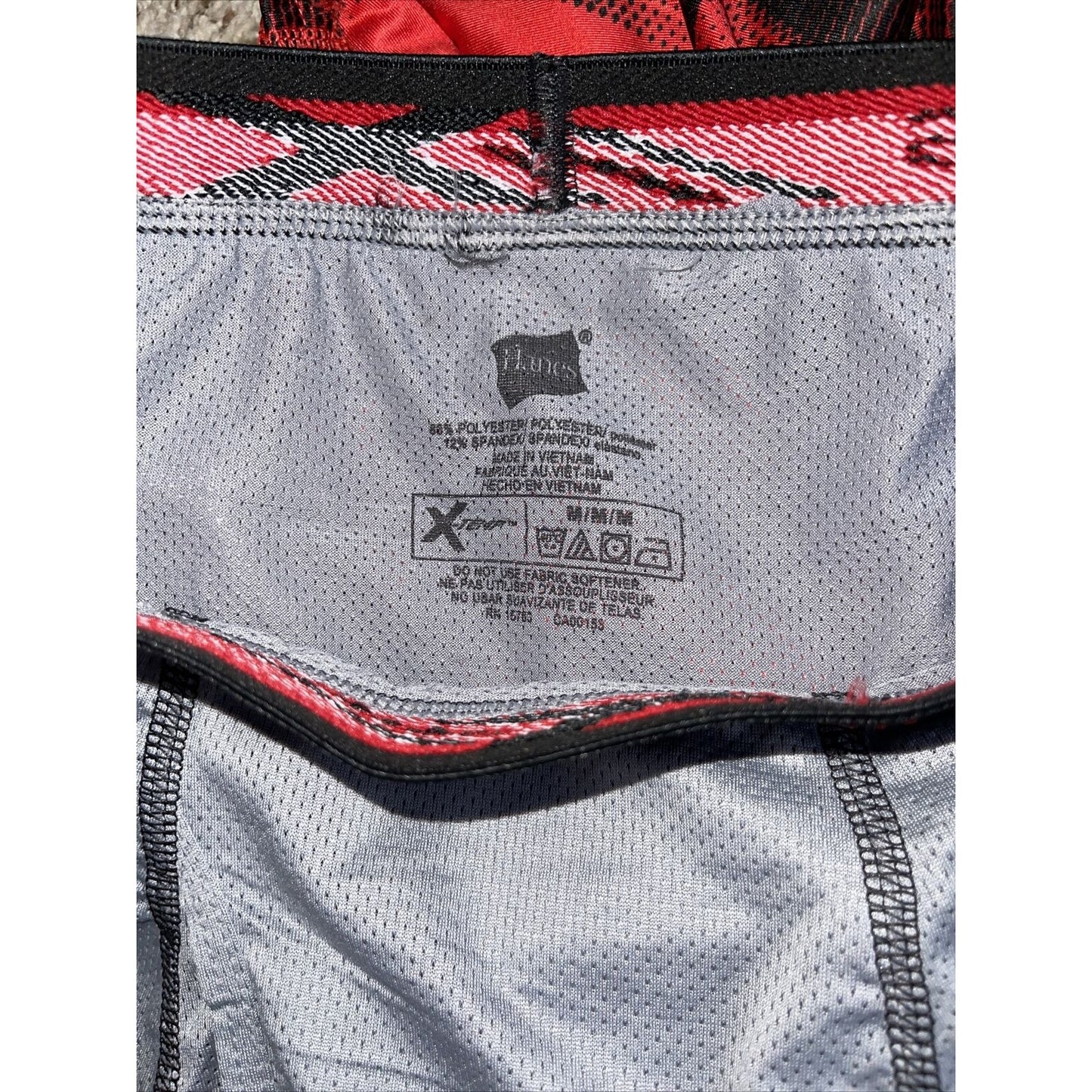 men's hanes x-temp long leg gray black band medium