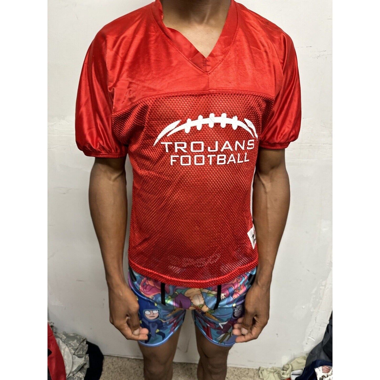 Men’s Red Alleson Athletics Small Trojans Football Jersey