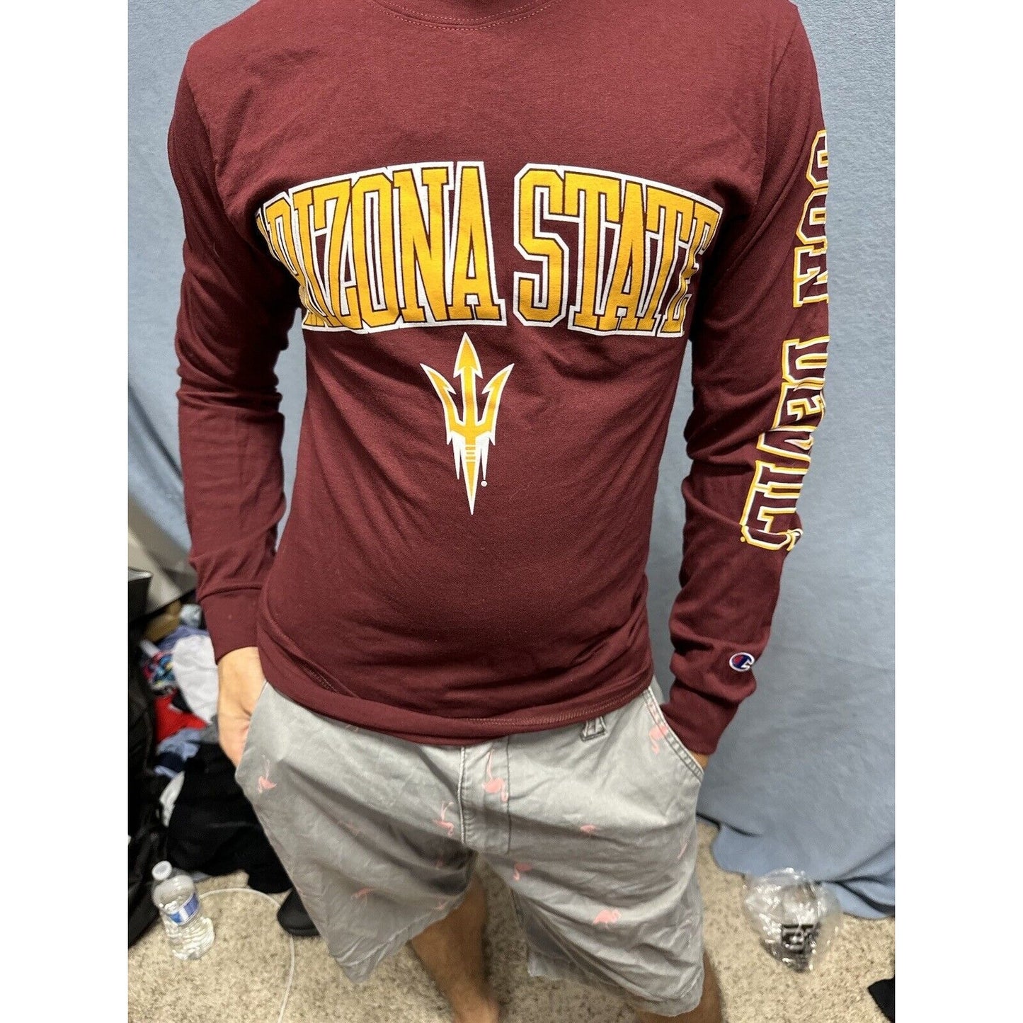 Men’s Maroon Champion Small Arizona Sun Devils Long Sleeve Shirt