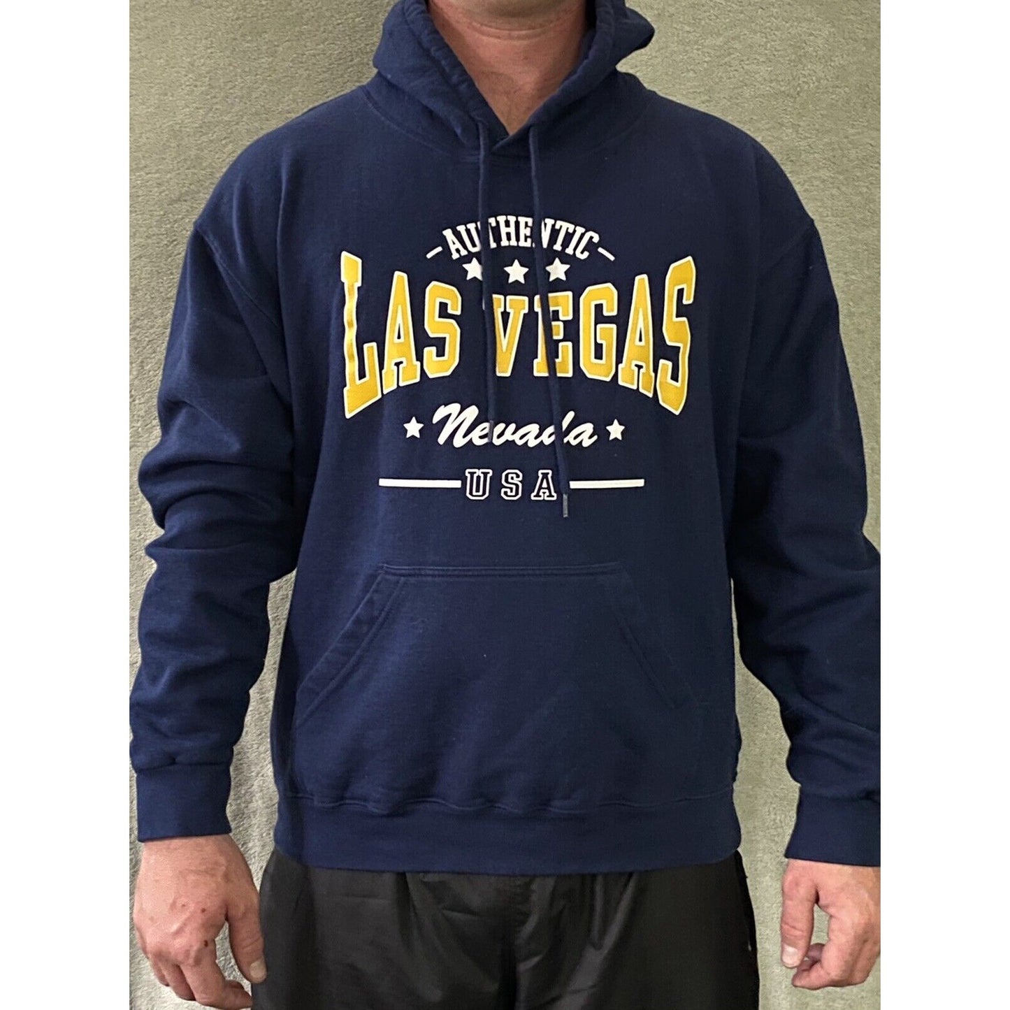 LAS VEGAS NEVADA Authentic USA Point Sportswear Navy Blue Men’s Large Hoodie
