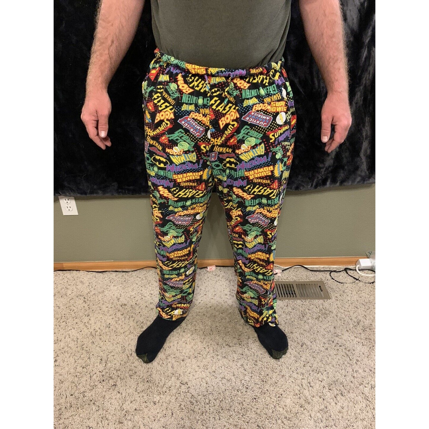 Dc Comics Print ~Medium Pajama Pants Flannel, Superman, Batman, Flash & More