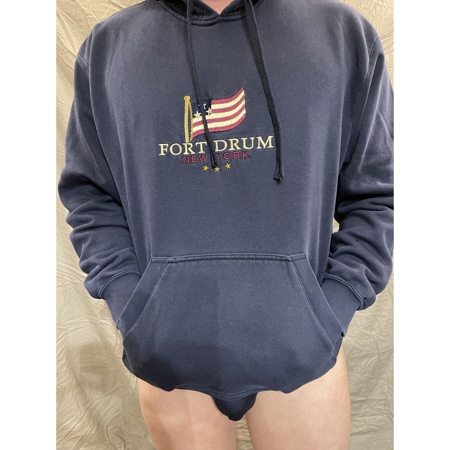Men's Big Cotton Pullover Fort Drum New York Blue sweatshirt Size XL