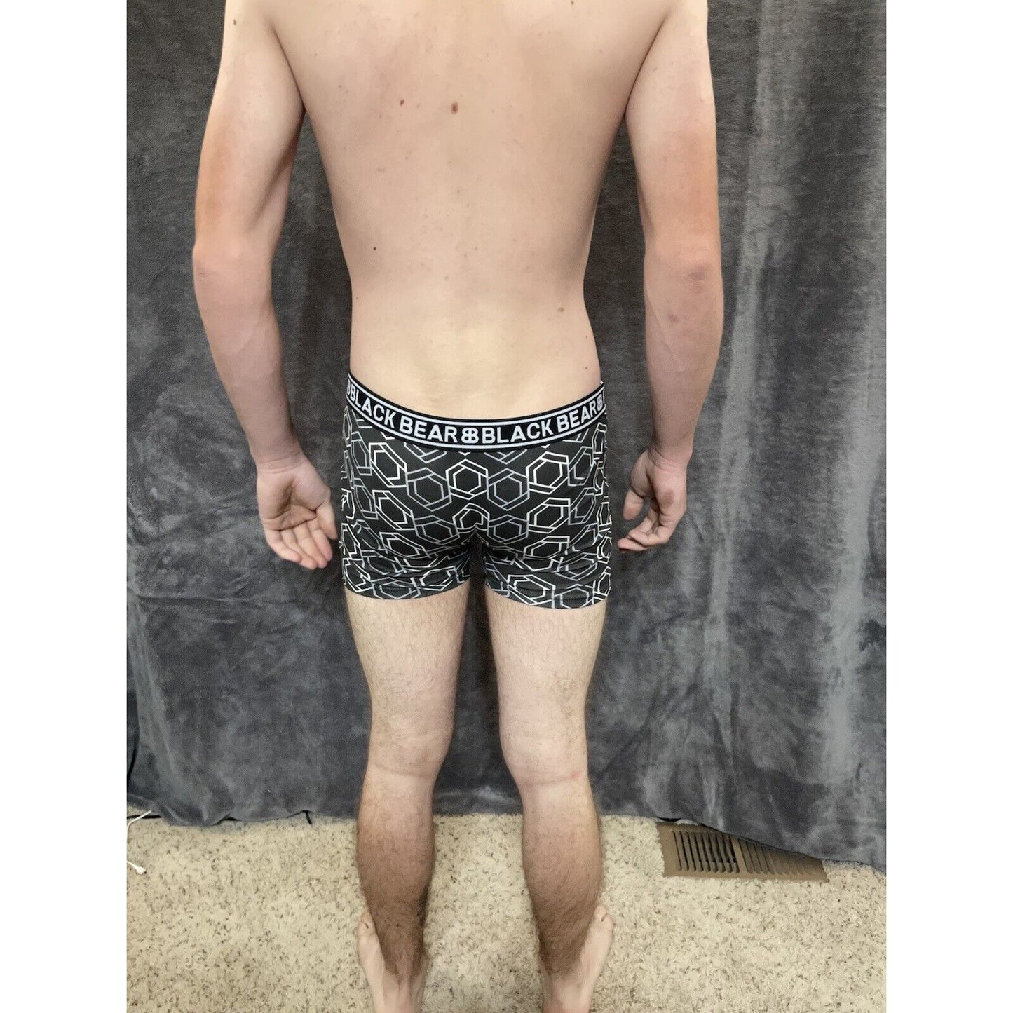 men's medium athletic trunk style black bear boxer brief Black Geometric Design