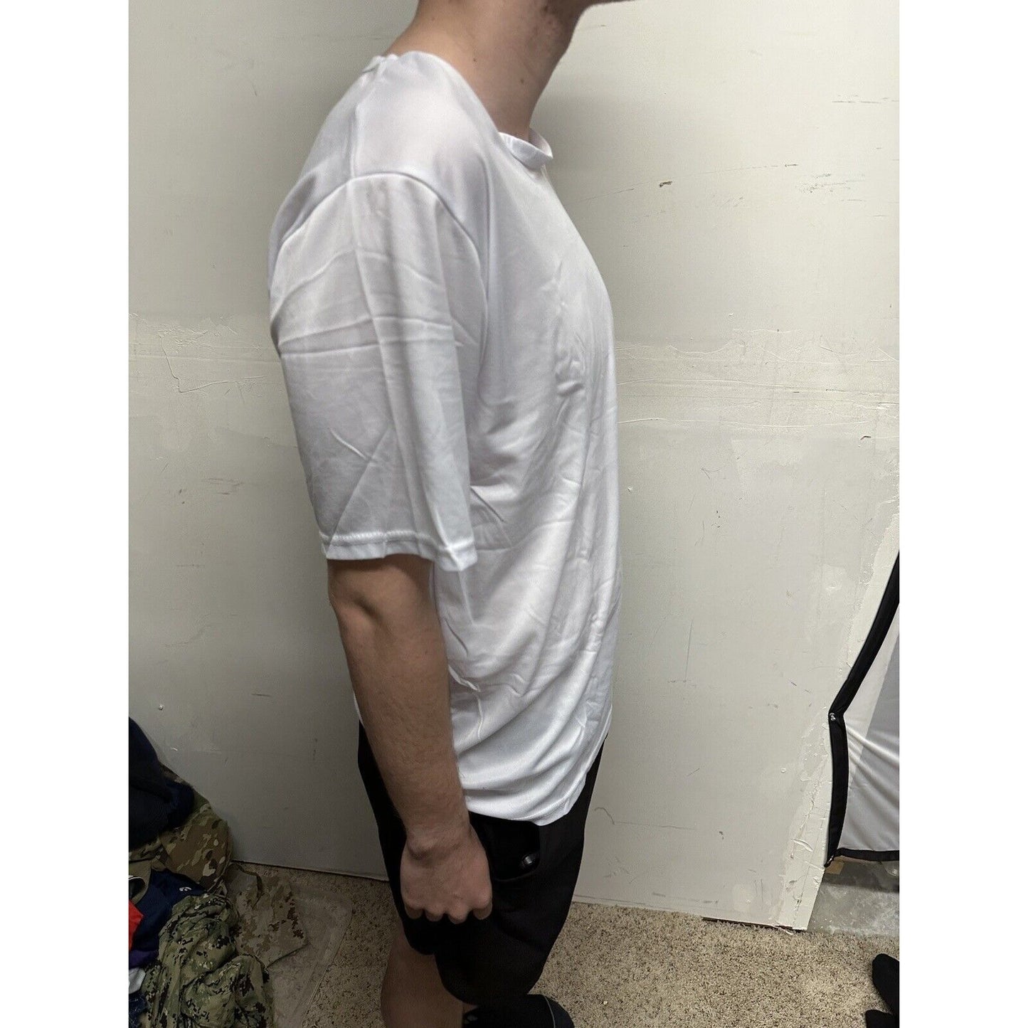 Men’s White Poly TKO Large Short Sleeve Workout Shirt