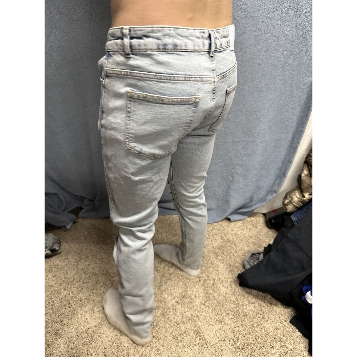 Men’s Light Blue Boohooman Size 34 Regular Jeans