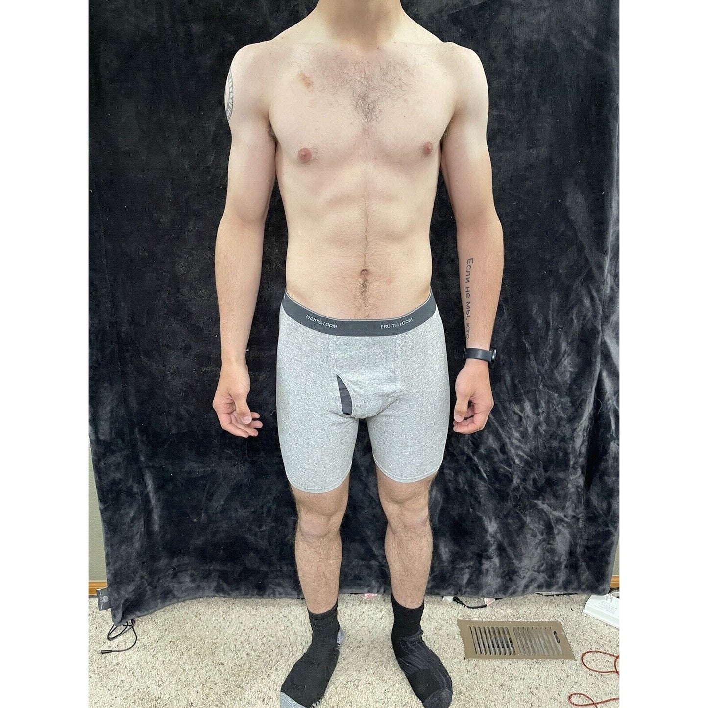 Fruit of the Loom Men's Boxer Briefs - Light Gray- Size Medium