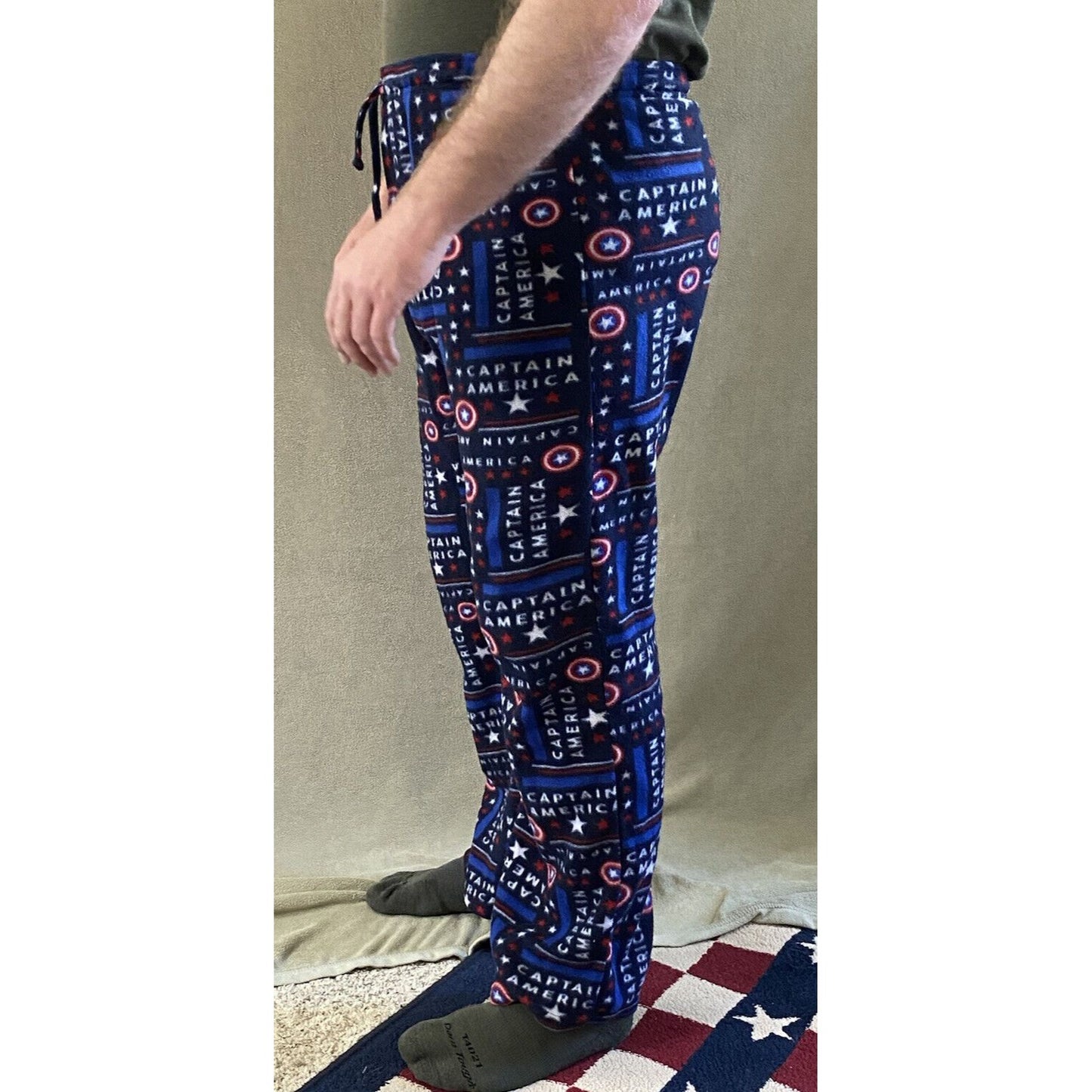 CAPTAIN AMERICA Marvel Men’s XL Fleece Polyester PJ Pajamas Pants