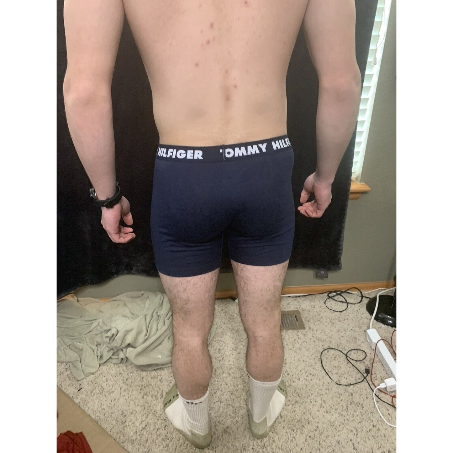 Tommy Hilfiger NavyBlue Men’s Medium Compression Boxer Briefs Trunks 4% Elastane