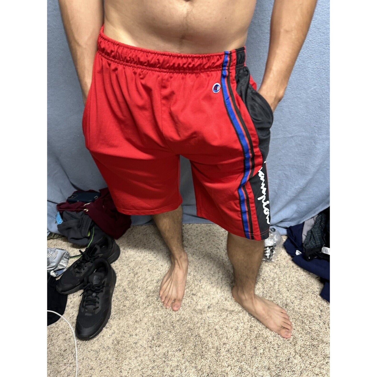 Men’s Red Champion Performance Shorts With Pockets No String