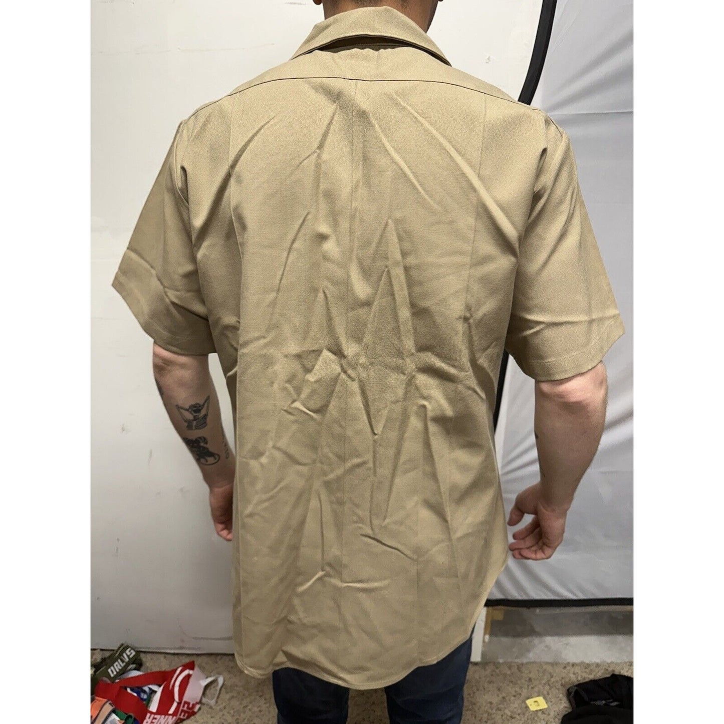 Men’s Military Usmc Flying Cross Large Button Up Uniform Khaki Shirt