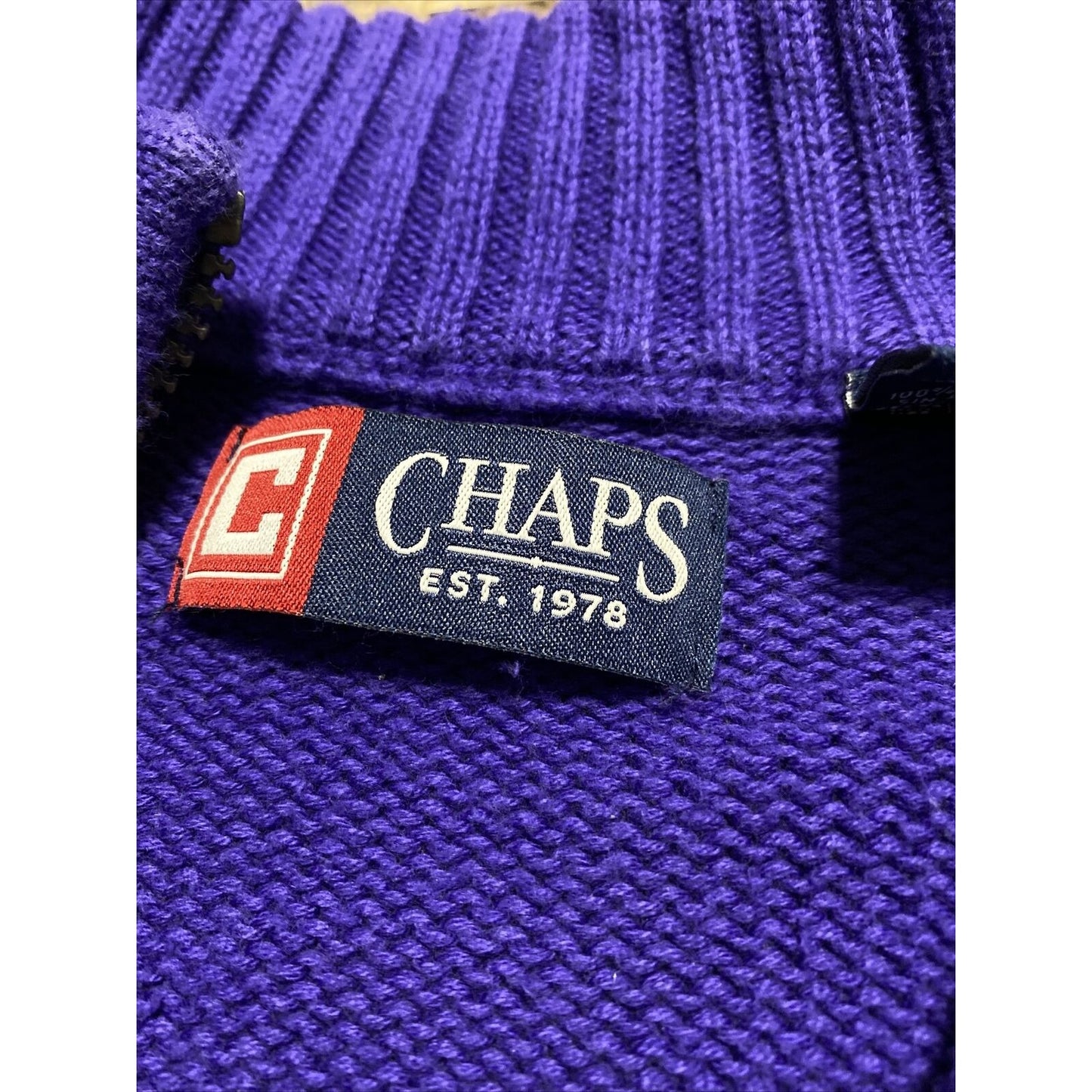 Chaps Men’s Medium Bright Purple 1/4-zip Cotton Pullover Sweatshirt