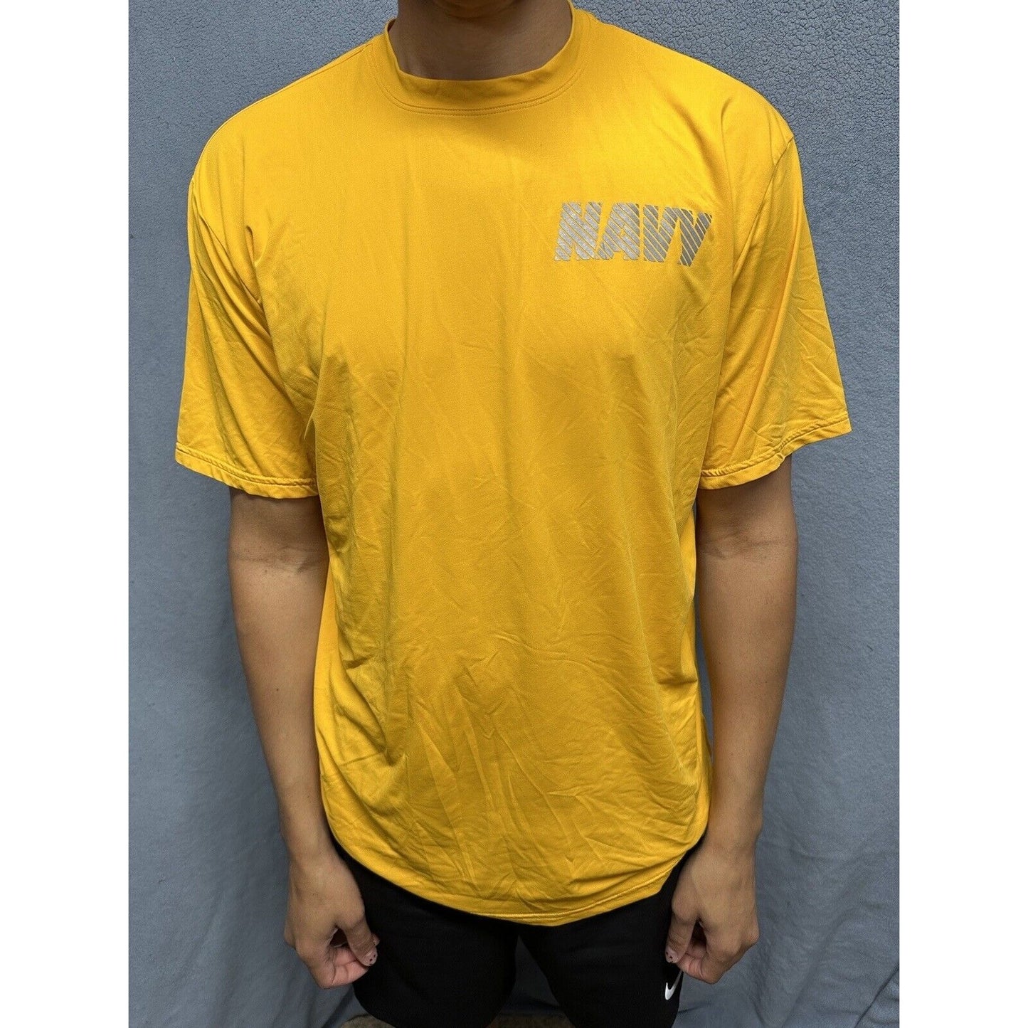 Men’s Yellow New Balance Large US Navy Pt Uniform Athletic Workout Shirt Large