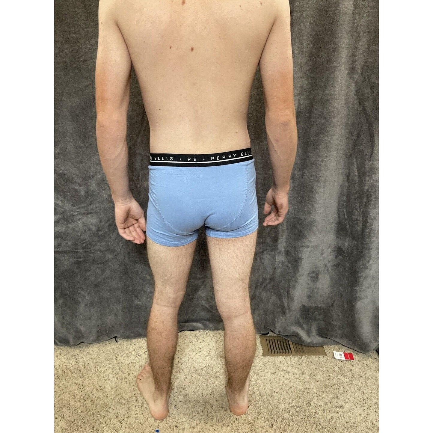 men's light blue perry ellis portfolio 5% spandex boxer brief Medium