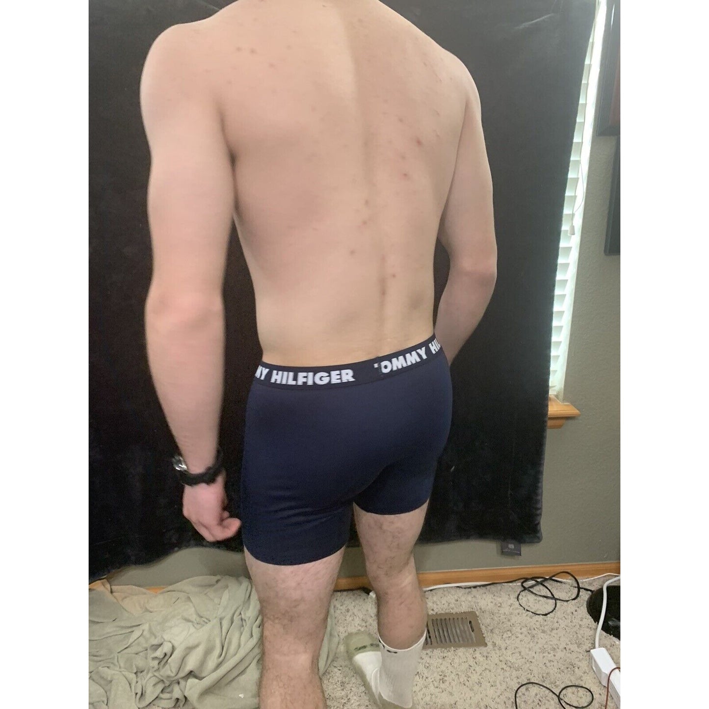 Tommy Hilfiger NavyBlue Men’s Medium Compression Boxer Briefs Trunks 4% Elastane