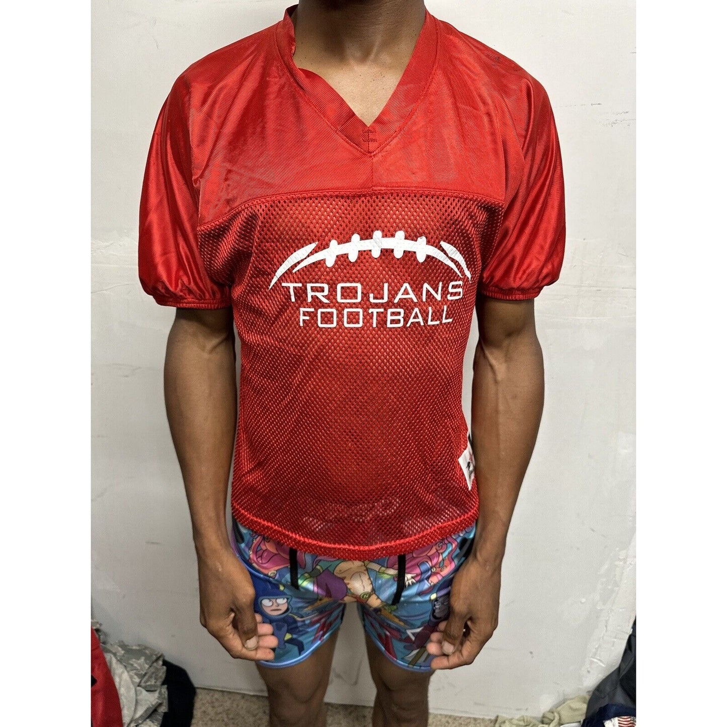 Men’s Red Alleson Athletics Small Trojans Football Jersey