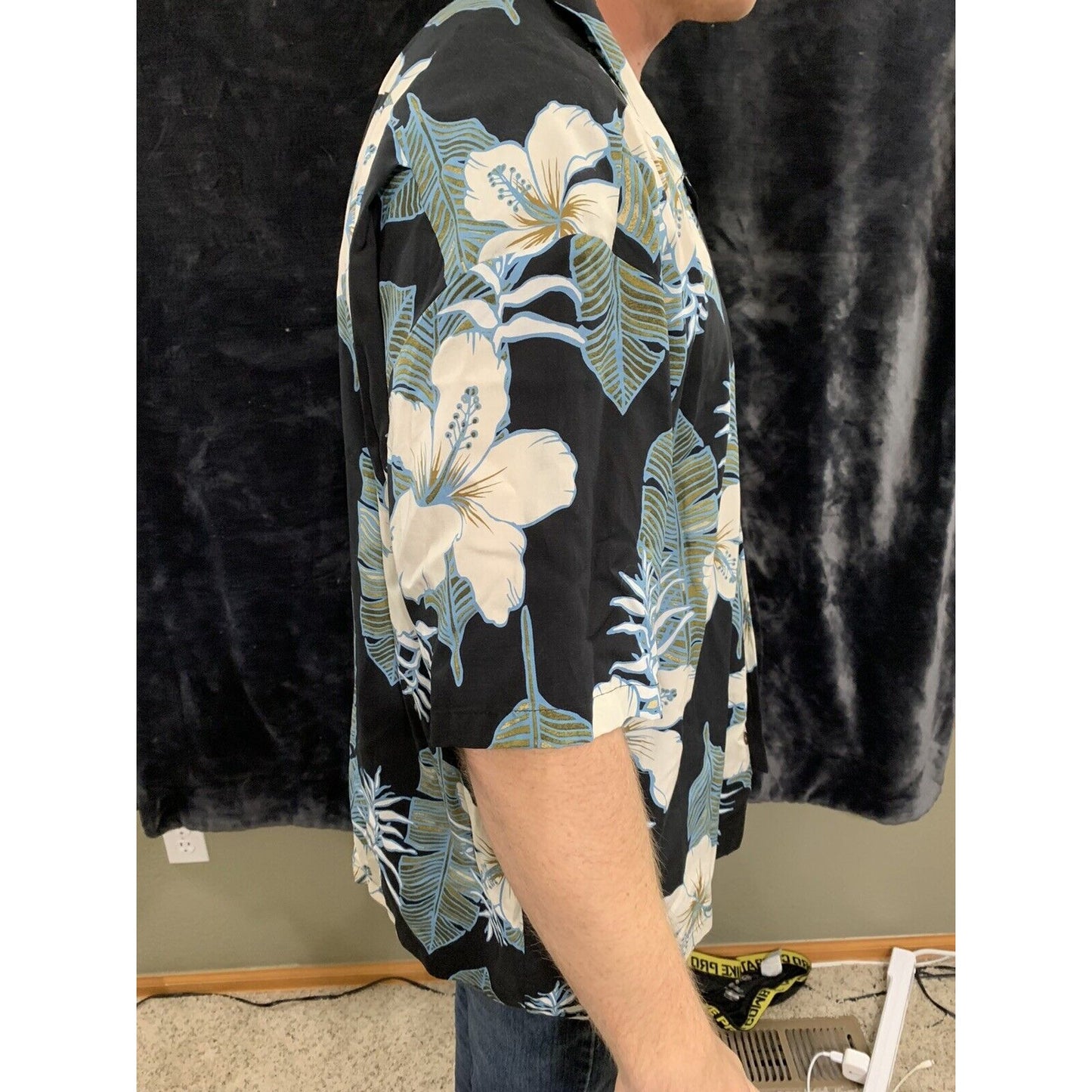 HO ALOHA, USA, Men's Large Hawaiian Tropical ALOHA SHIRT, S/S, Floral Pattern