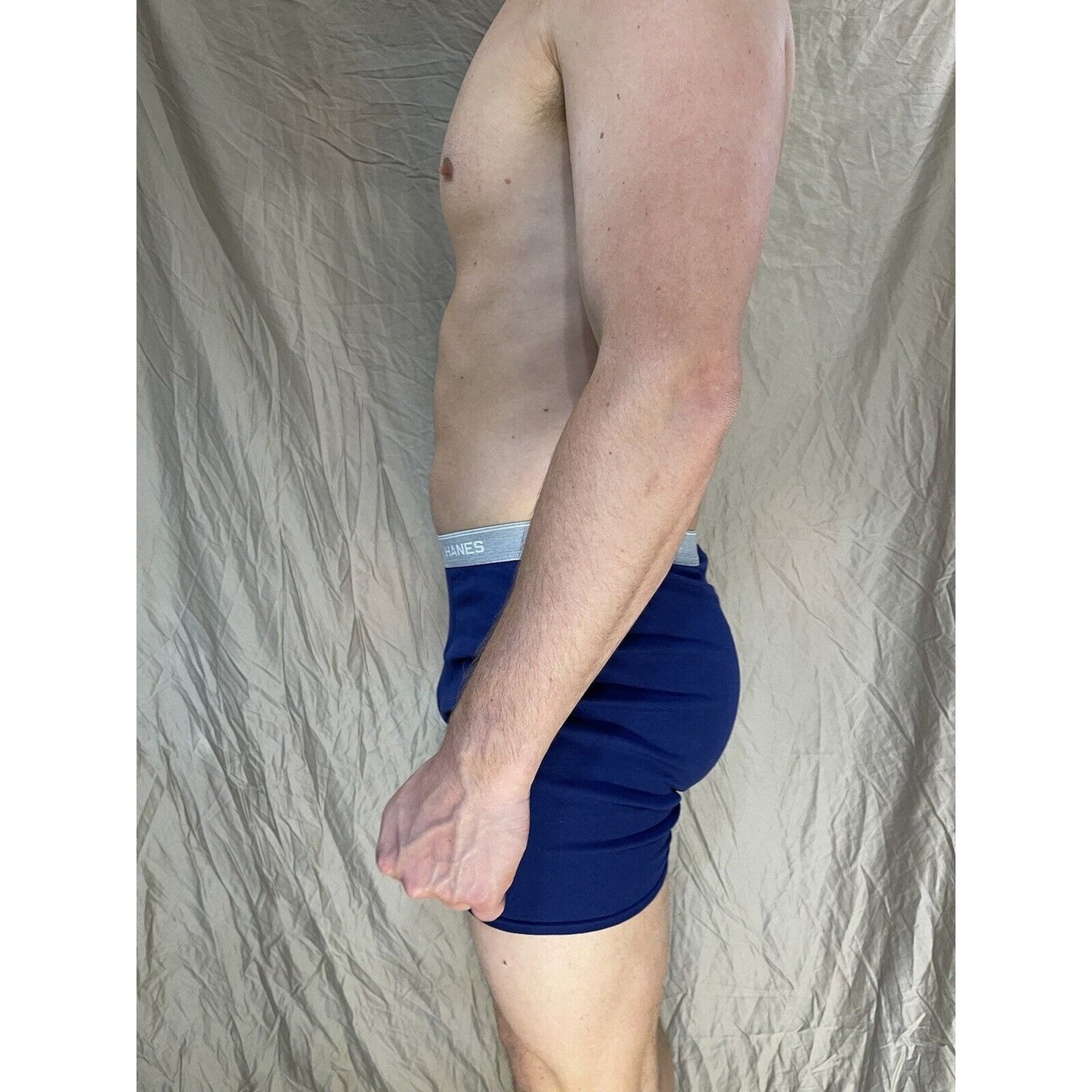 men's hanes blue boxer brief comfort flex large
