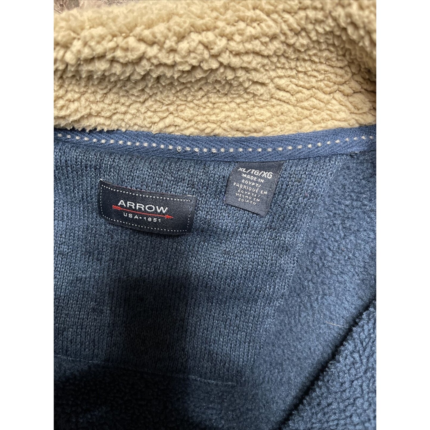 Men's Arrow XL blue quarter zip pullover sweater